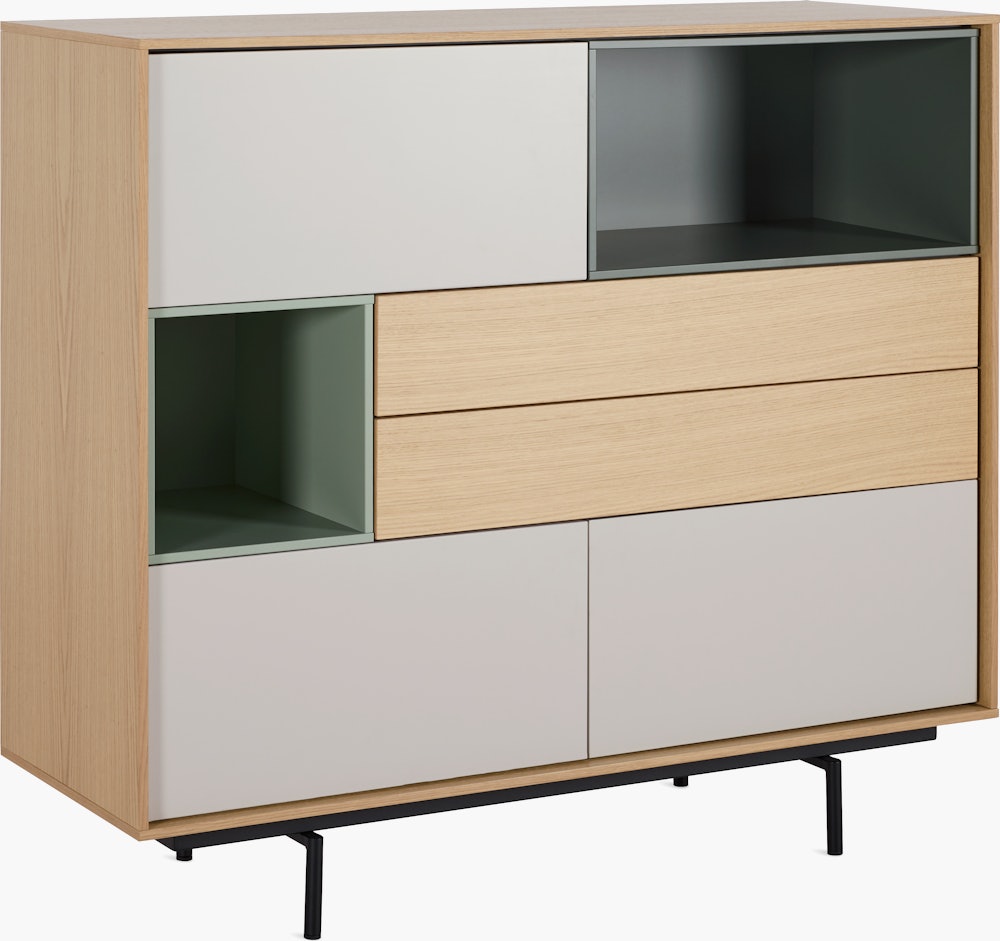 Aura Cabinet - Oak,  Moss/Green