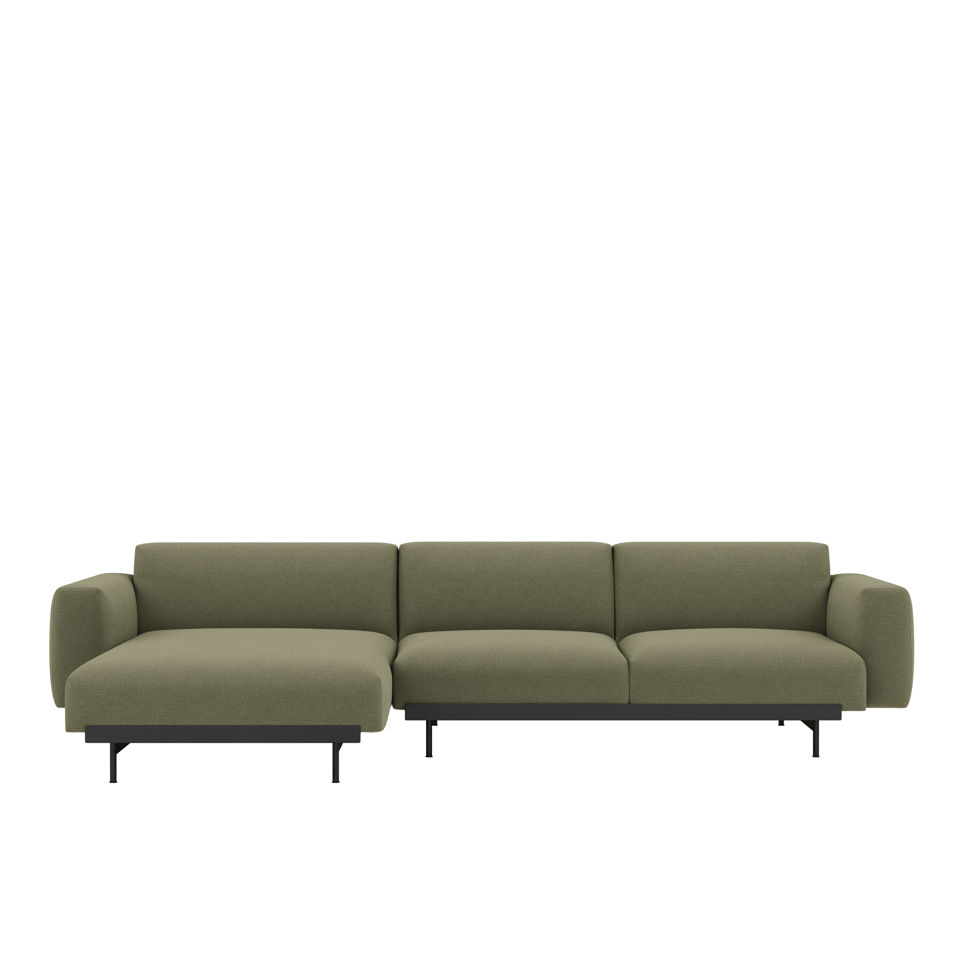In Situ Sectional - Chaise Lounge,  Left,  3 Seater,  Configuration 7,  Ocean,  21 Evergreen,  Black