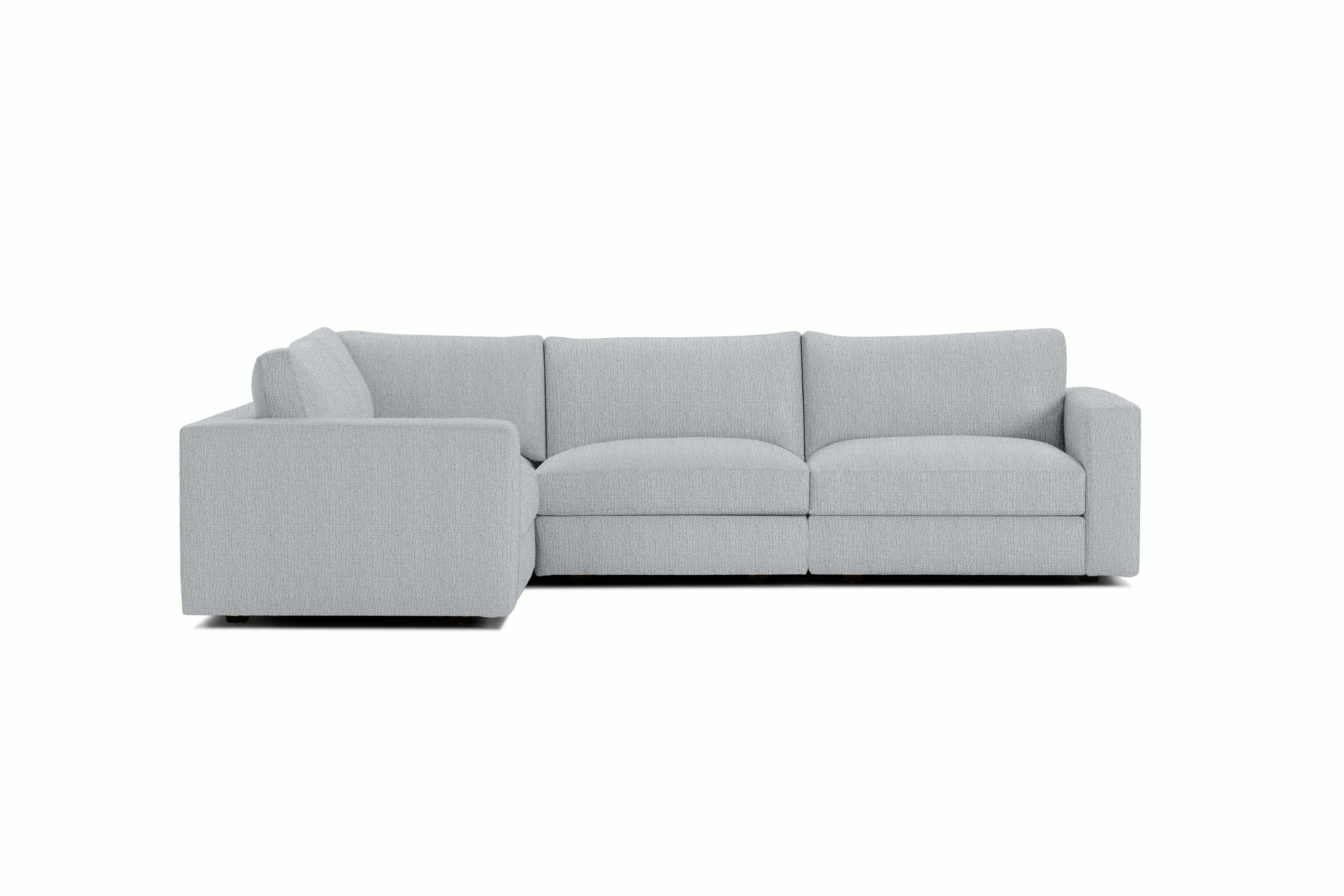 Reid Corner Sectional - L-Shaped Four Seater Sectional,  Standard,  Pebble Weave,  Fog,  1" Block"
