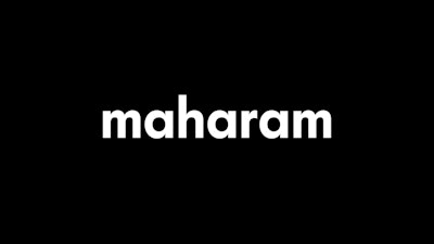 maharam-logo op een zwarte achtergrond.