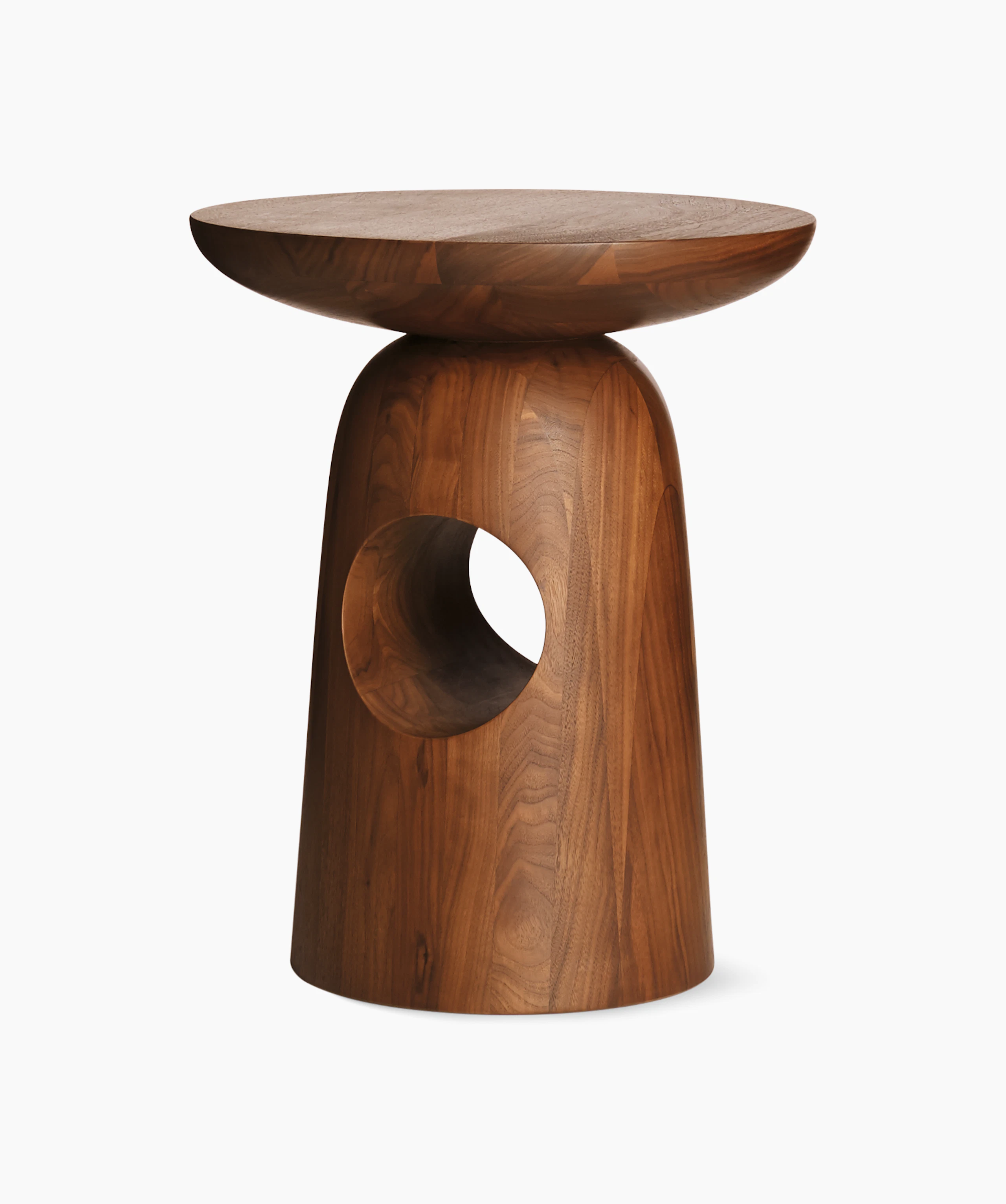 A Hew Side Table in a walnut finish.