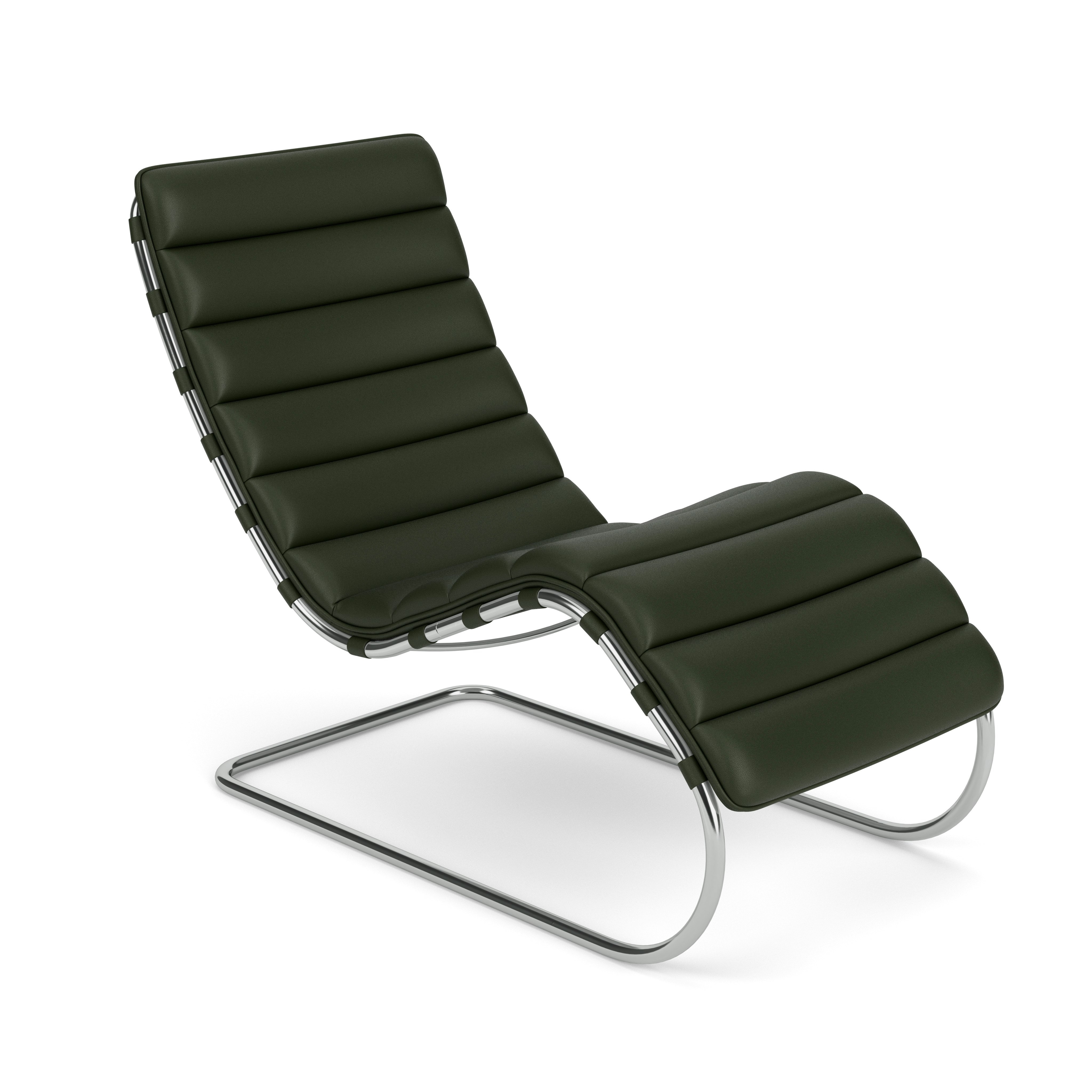 MR Chaise - Volo Leather, Arbor Shade, Polished Chrome