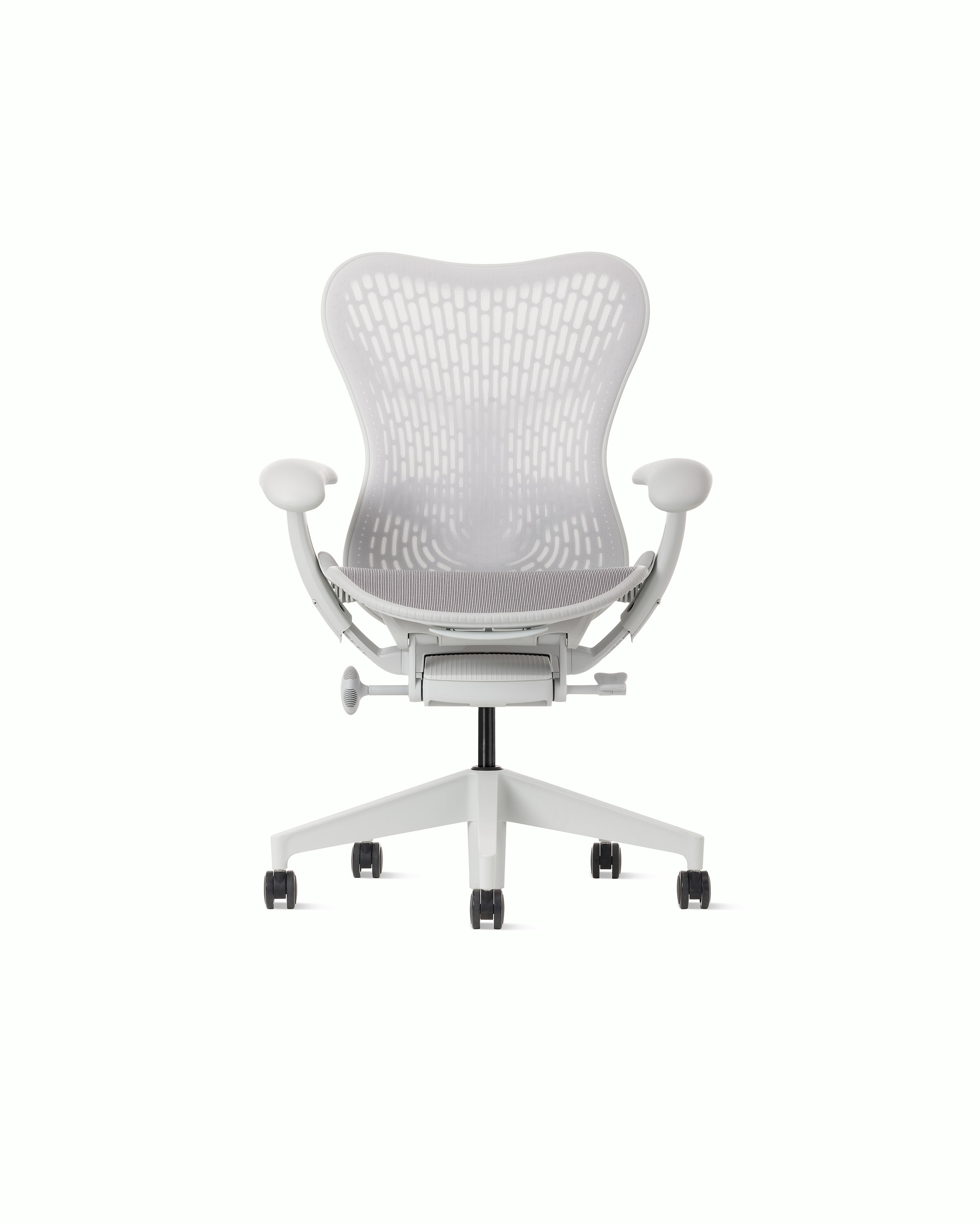 Front  view of a Mirra 2 chair with a Butterfly back in alpine.