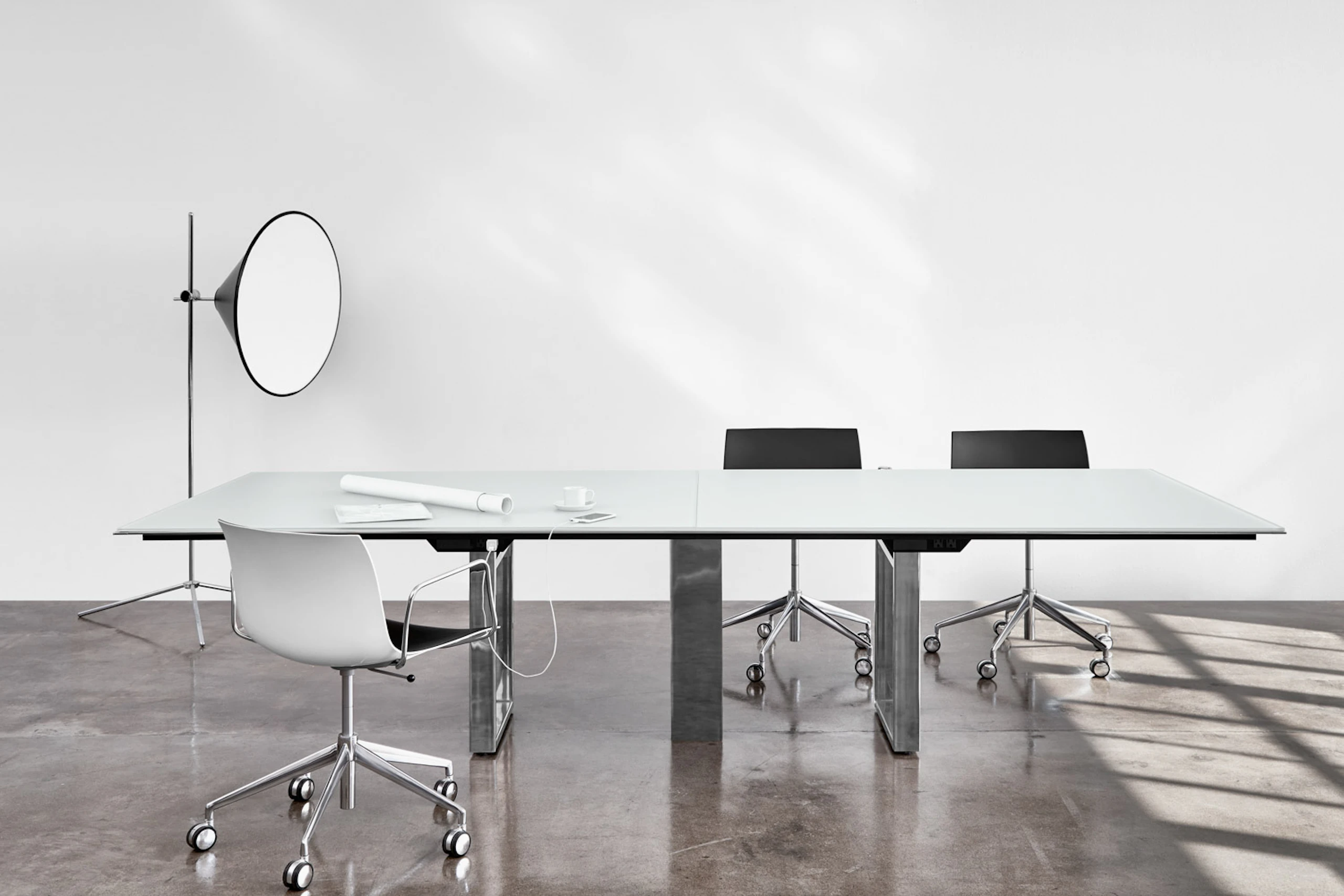 Highline Conference Table with Undermount Power in a Conference Room setting.