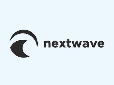 The NextWave Plastics logo on a light blue colored background.