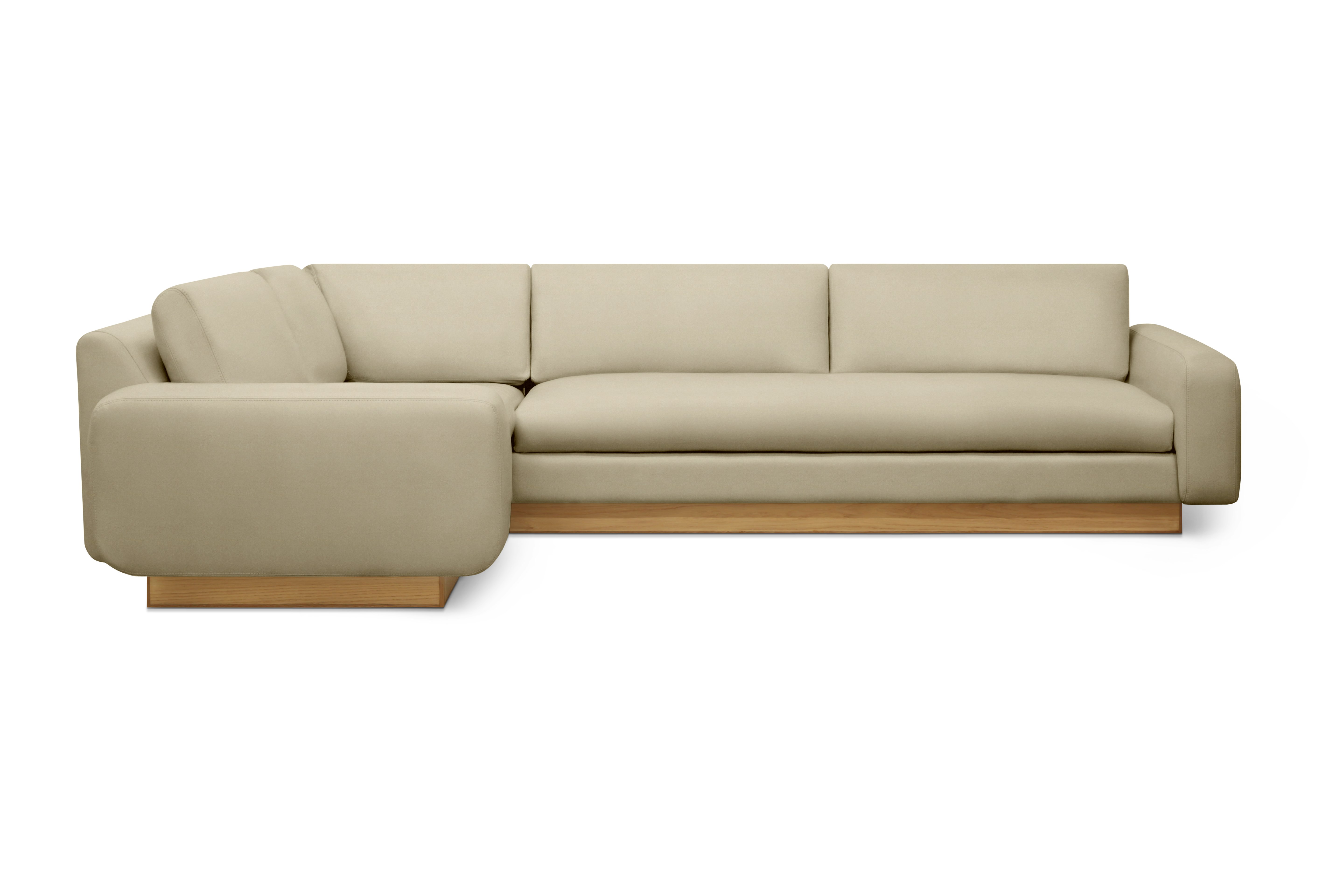 Mesa Corner Sectional - Left,  Marquis Velvet,  Linen,  Oak