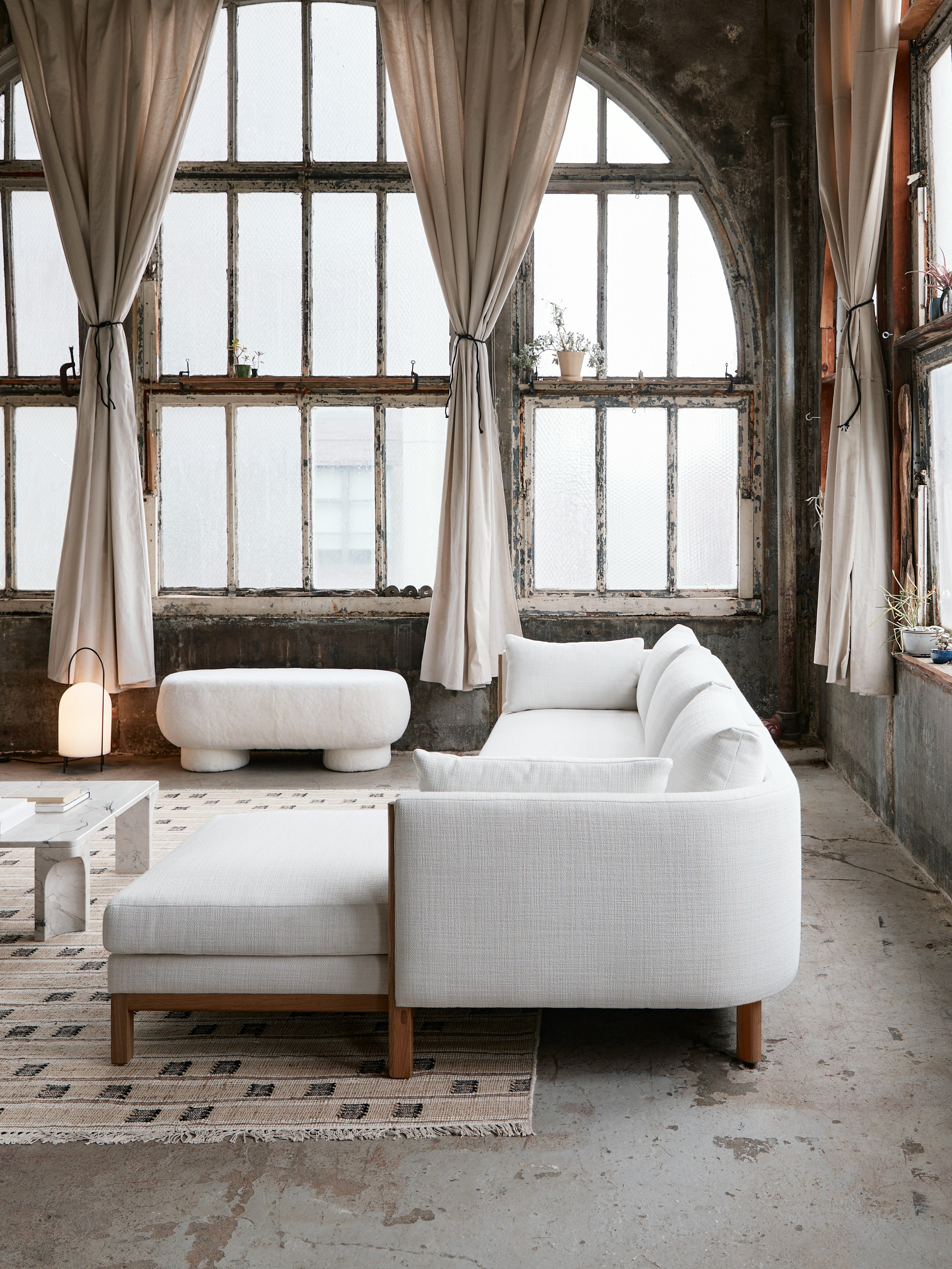 Emmy Sectional Chaise and Big Foot Bench