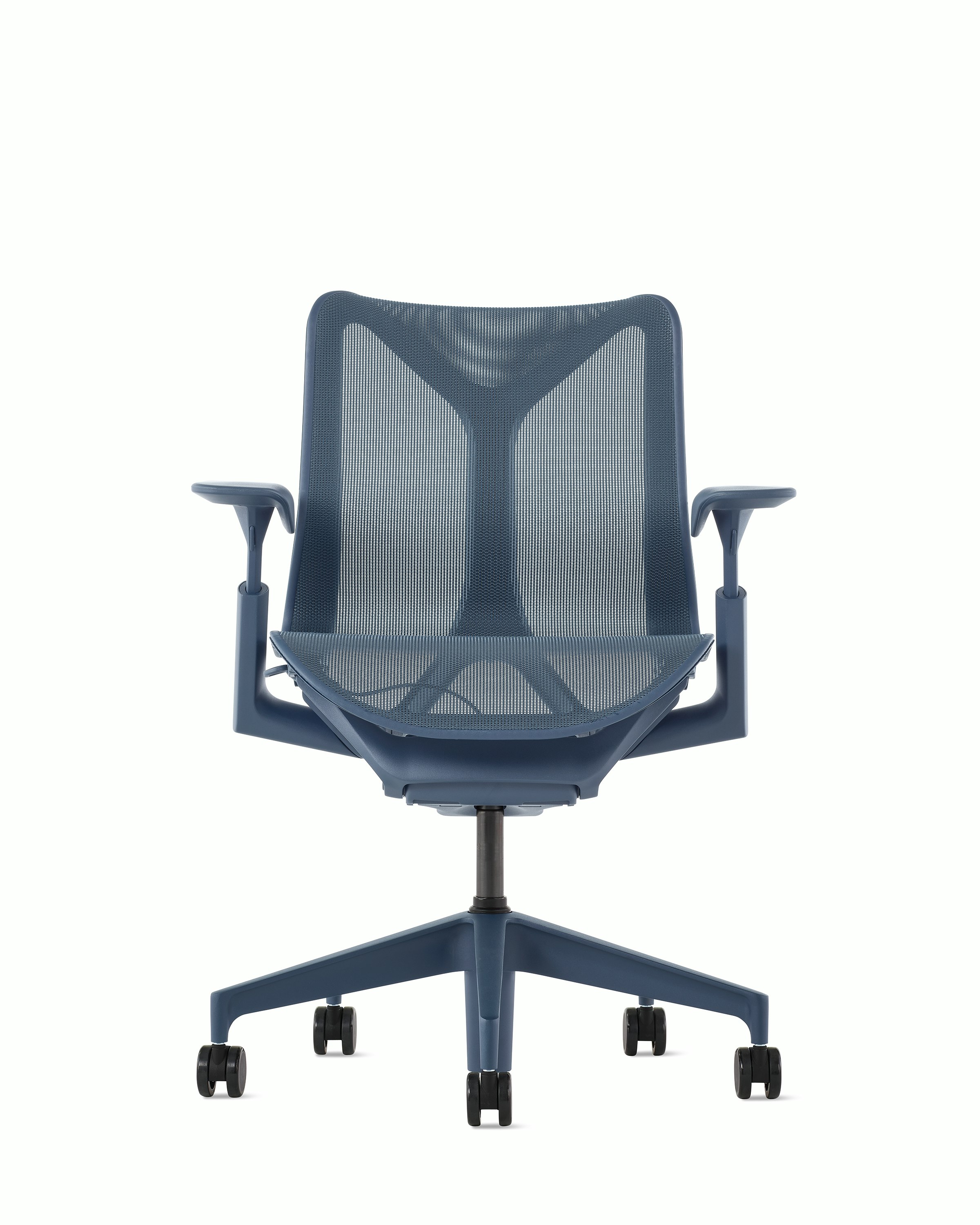 A Cosm low-back, nightfall chair with height-adjustable arms.