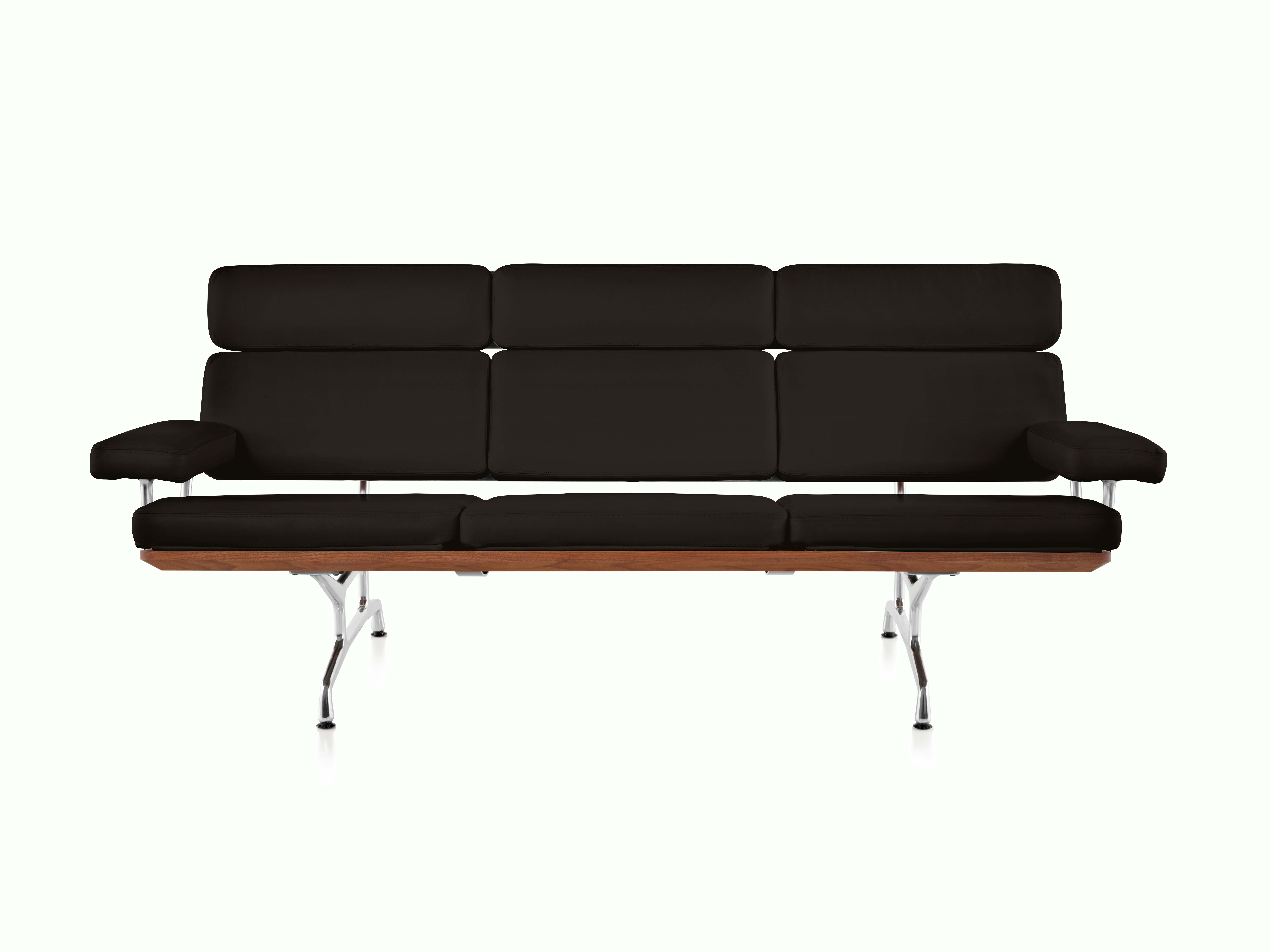Eames Sofa Compact - Oiled Oak, Java Leather, Three Seater