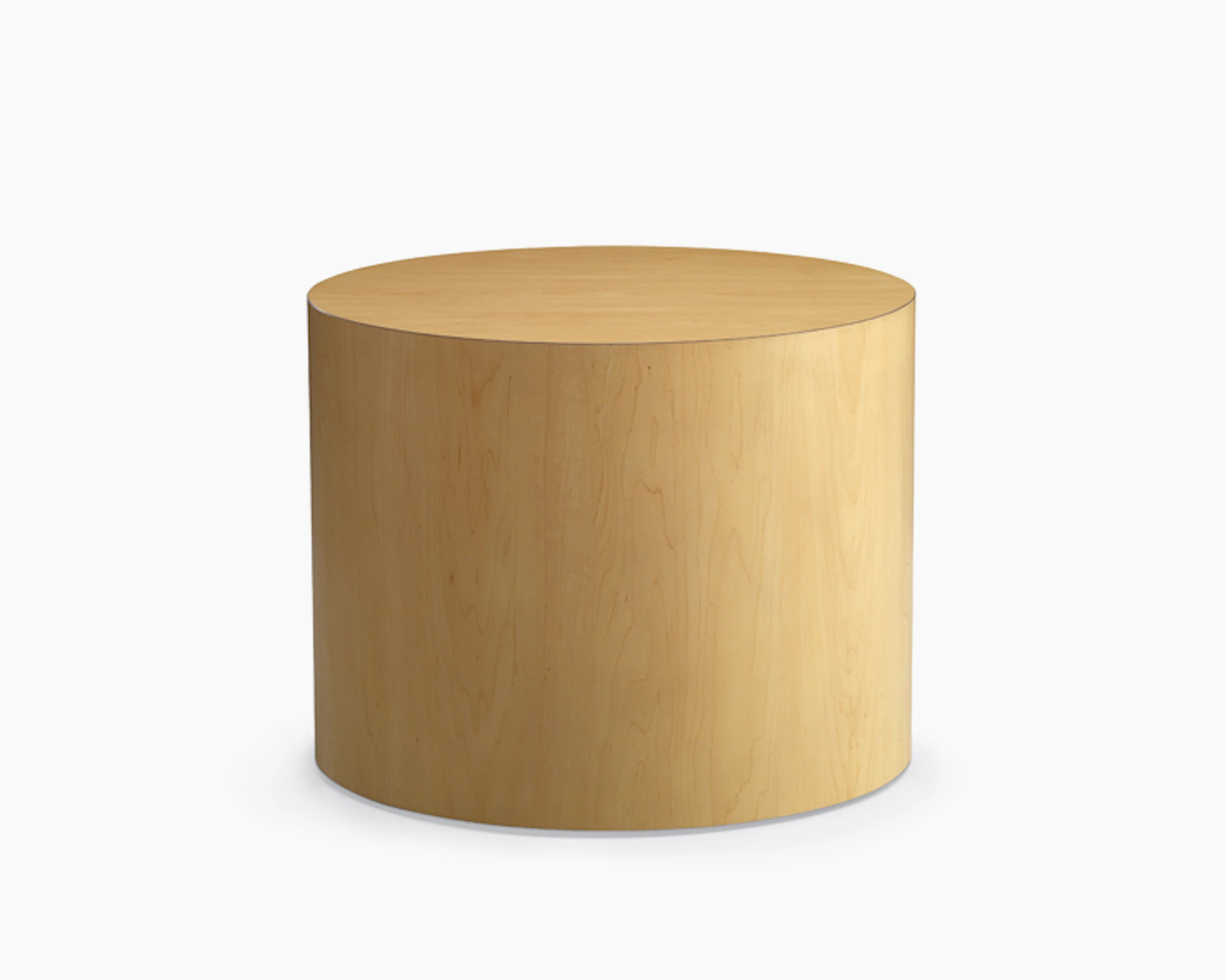 Cylinder table in a honey maple finish.