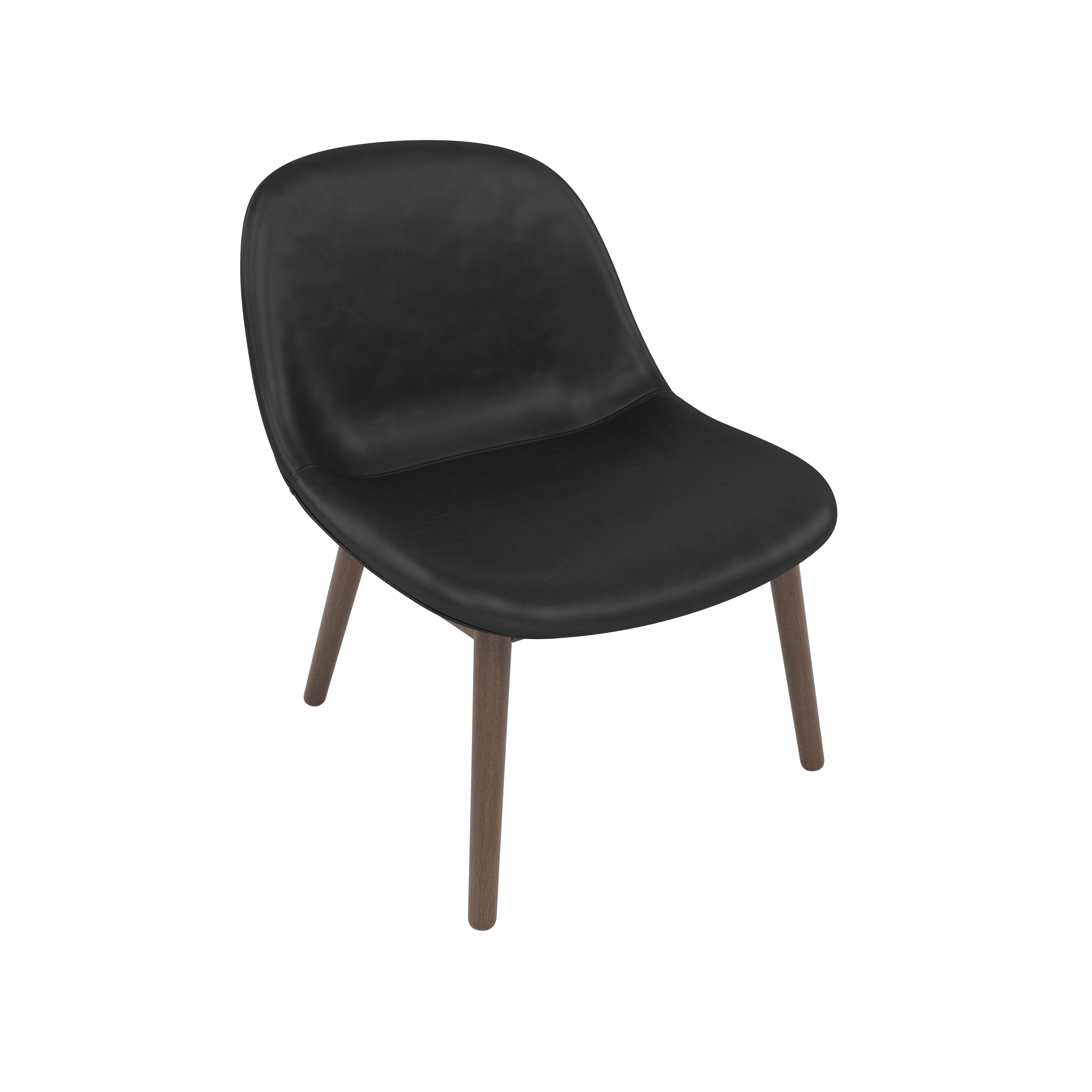Fiber Lounge Chair - Lounge Chair,  Refine Leather,  Black,  Dark Stained Oak