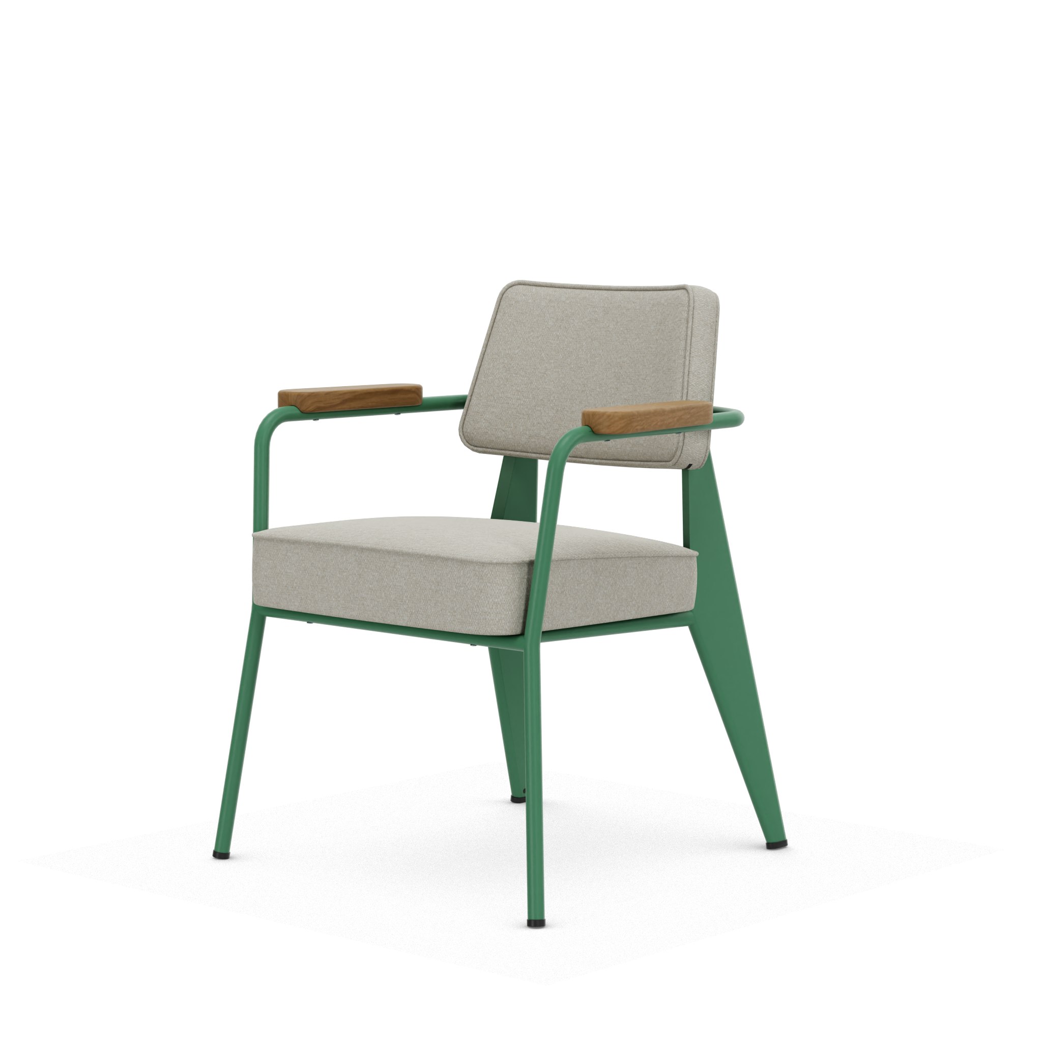 Fauteuil Direction - Nubia,   Ivory,   Ble Vert,   Natural Oak,   Hard Glides