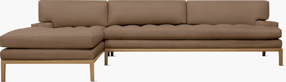 Forster Sectional with Chaise - Left,  Marquis Velvet,  Cocoa,  Oak