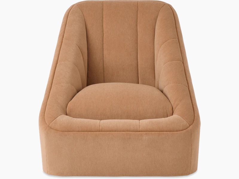 White sweep of Fiji chair with camel fabric