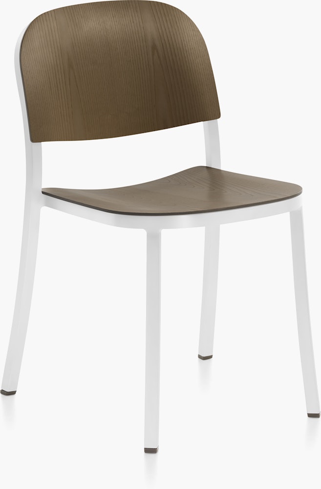 1 Inch Wood Side Chair - Walnut, White Grey