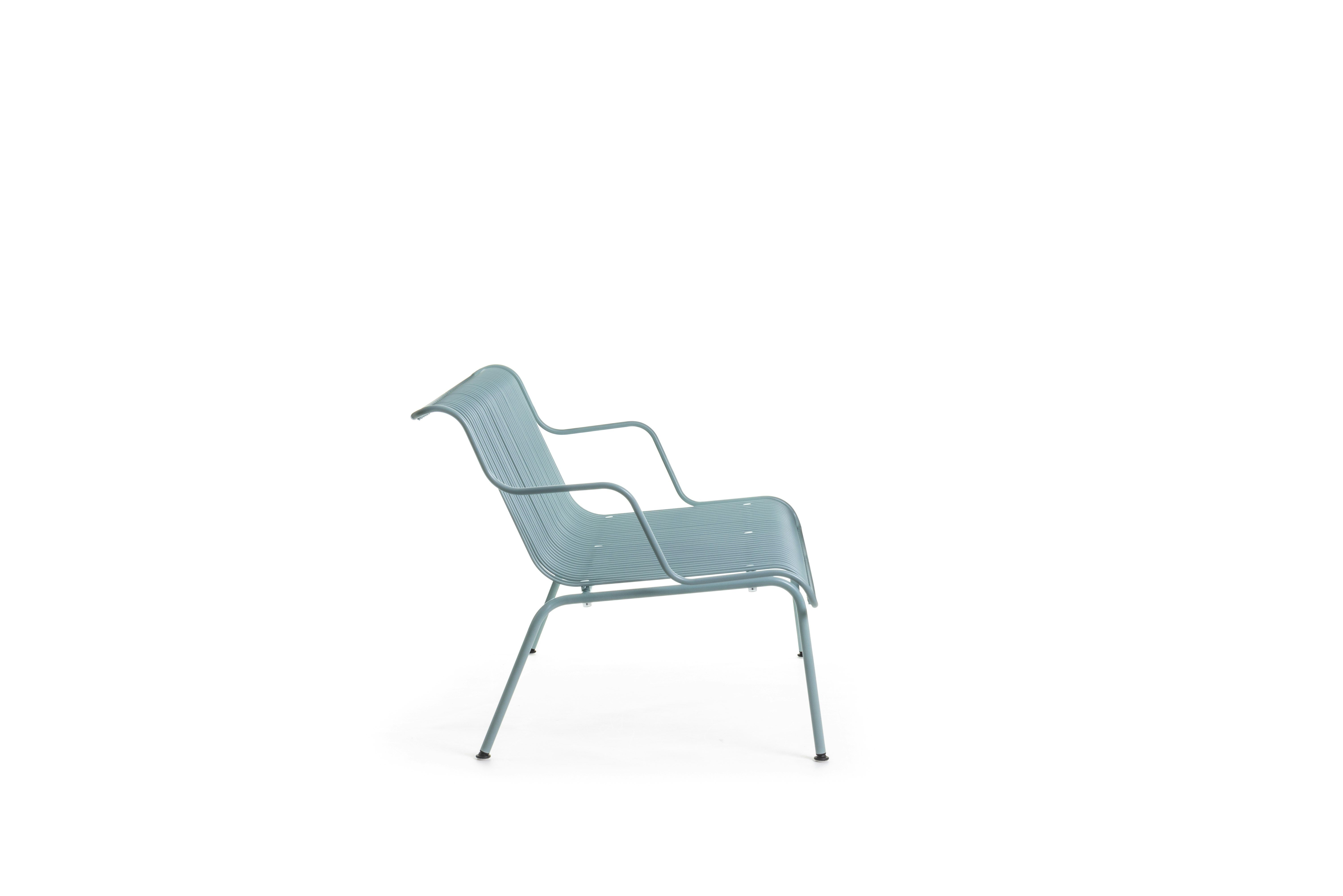 South Outdoor Lounge Bench with Arms - Light Blue