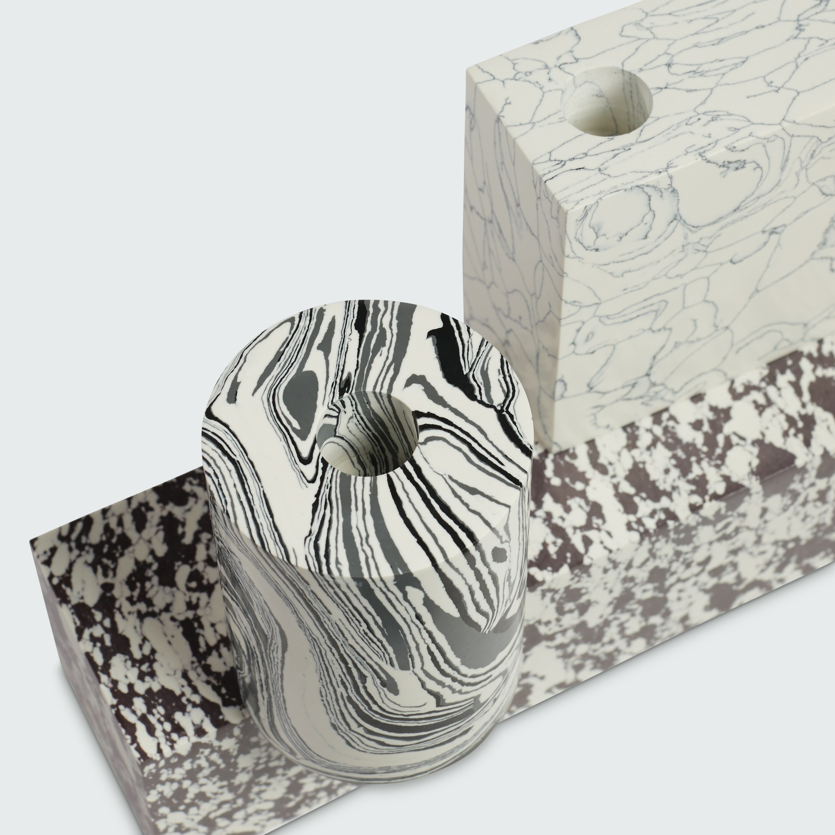 Swirl Black and White Candelabra