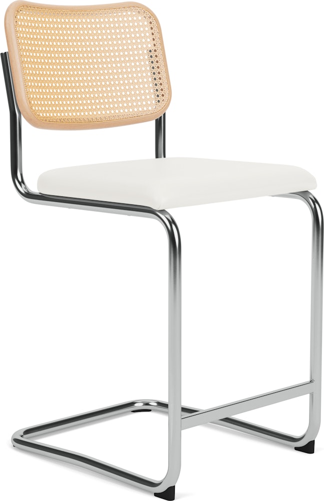 Cesca Stool Upholstered, Volo Leather, Bearing Sea