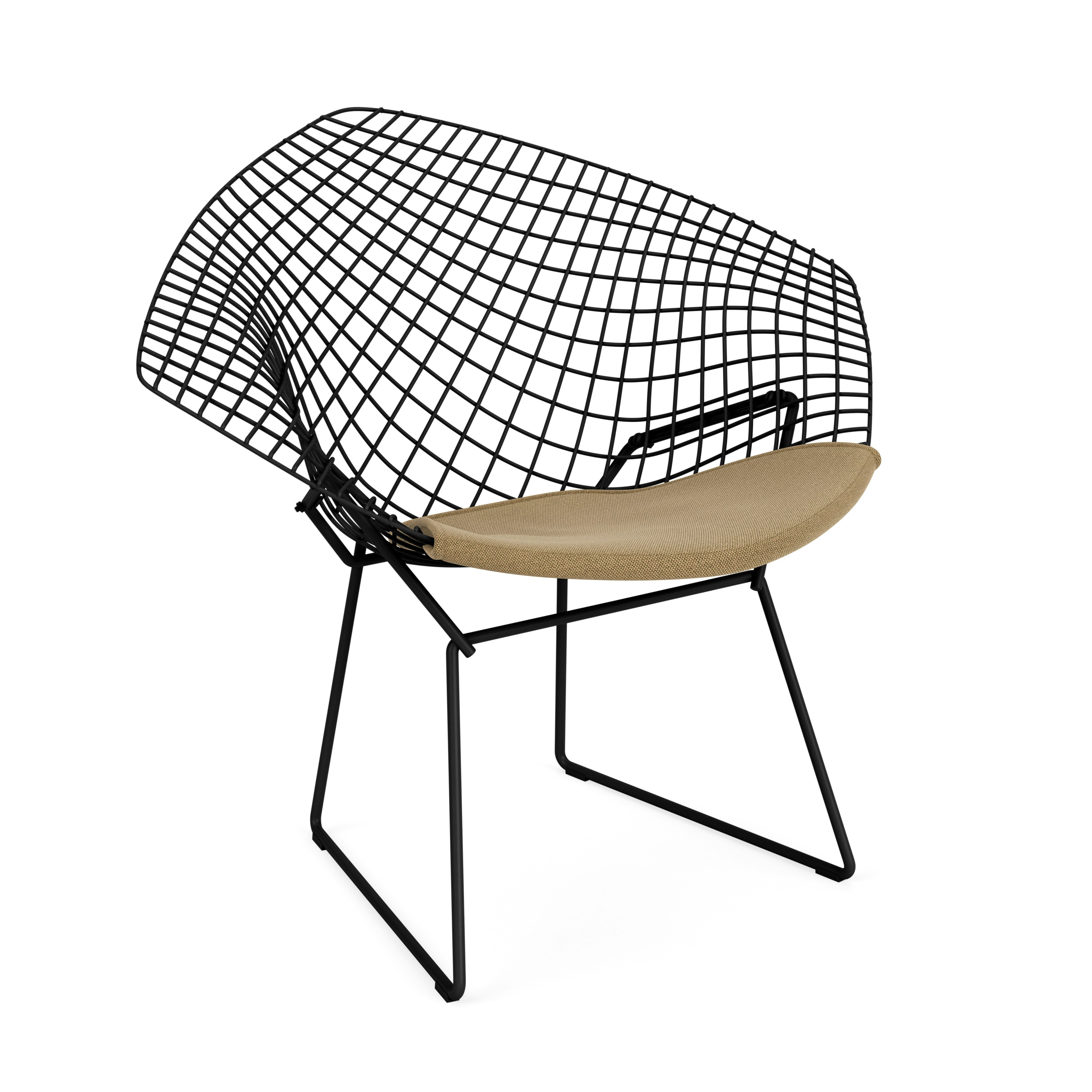 Bertoia Diamond Chair, Black, Seat Pad, Hourglass, Latte