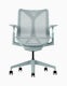 A Cosm low-back, glacier chair with height-adjustable arms.