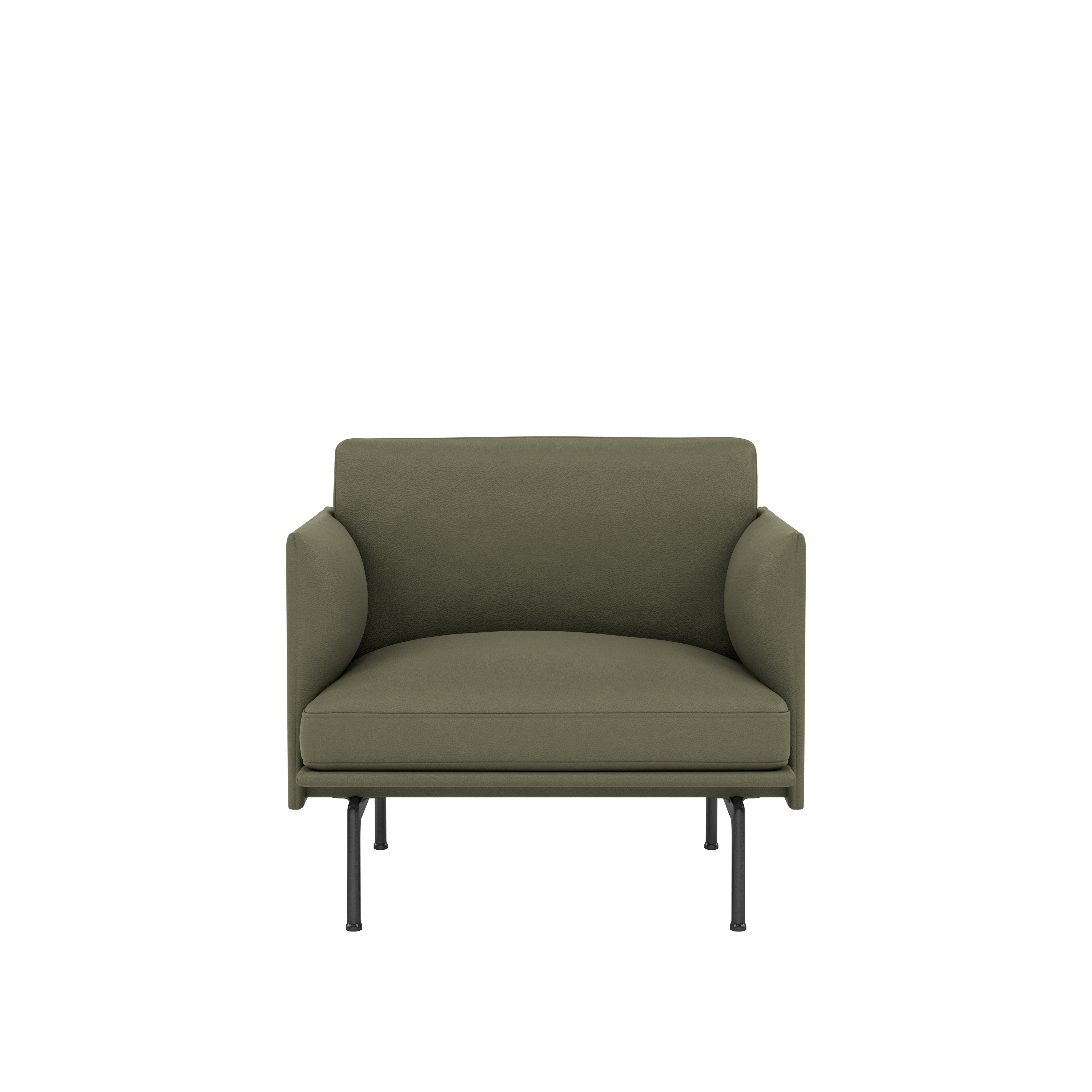 Outline Studio Armchair, Black,  Easy Leather, Birch