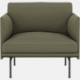 Outline Studio Armchair, Black,  Easy Leather, Birch