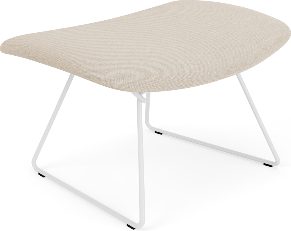 Bertoia Bird Ottoman, White, Full Cover, Hourglass, Sandbar