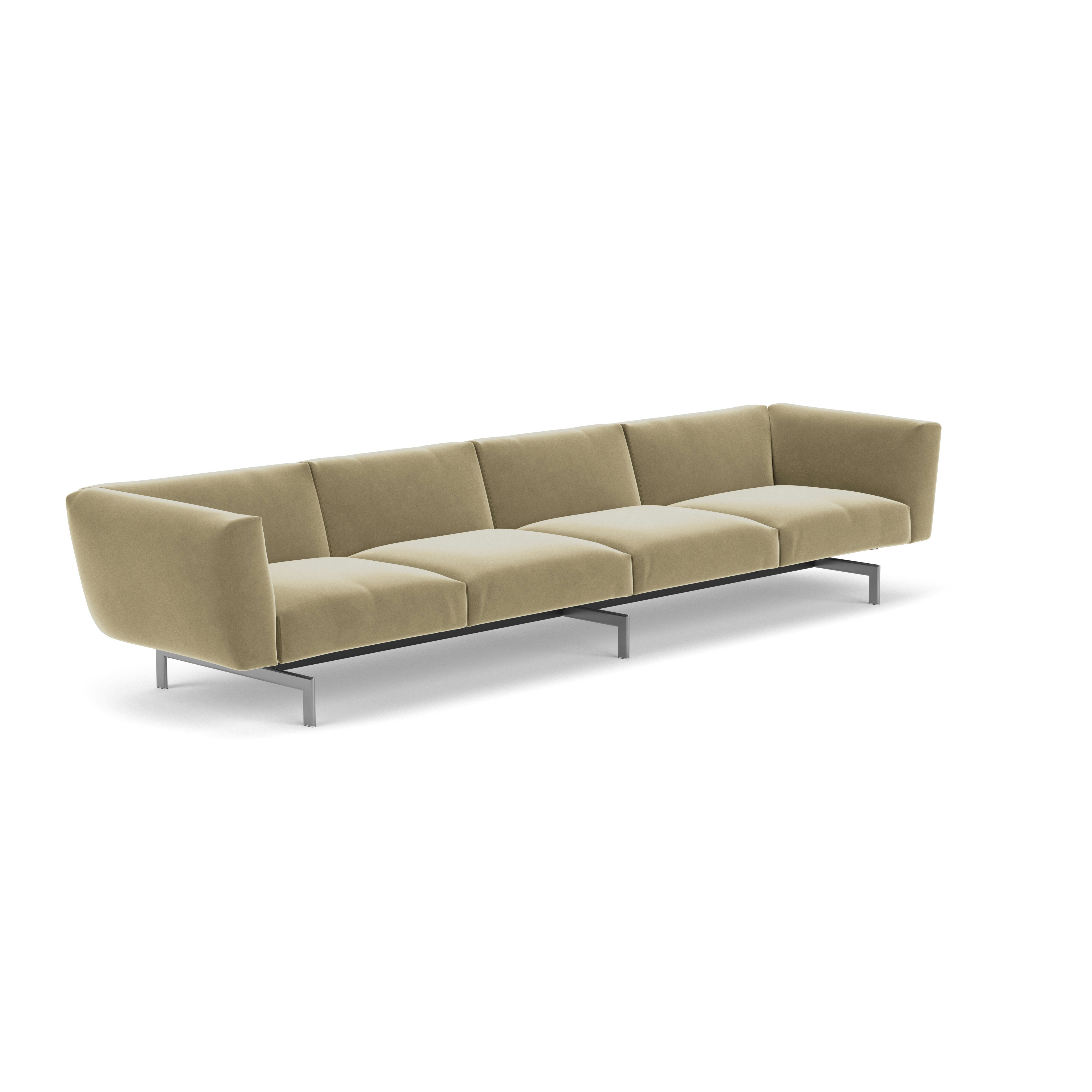 Avio Sofa - Four Seater, Knoll Velvet, Sandstone, Silver