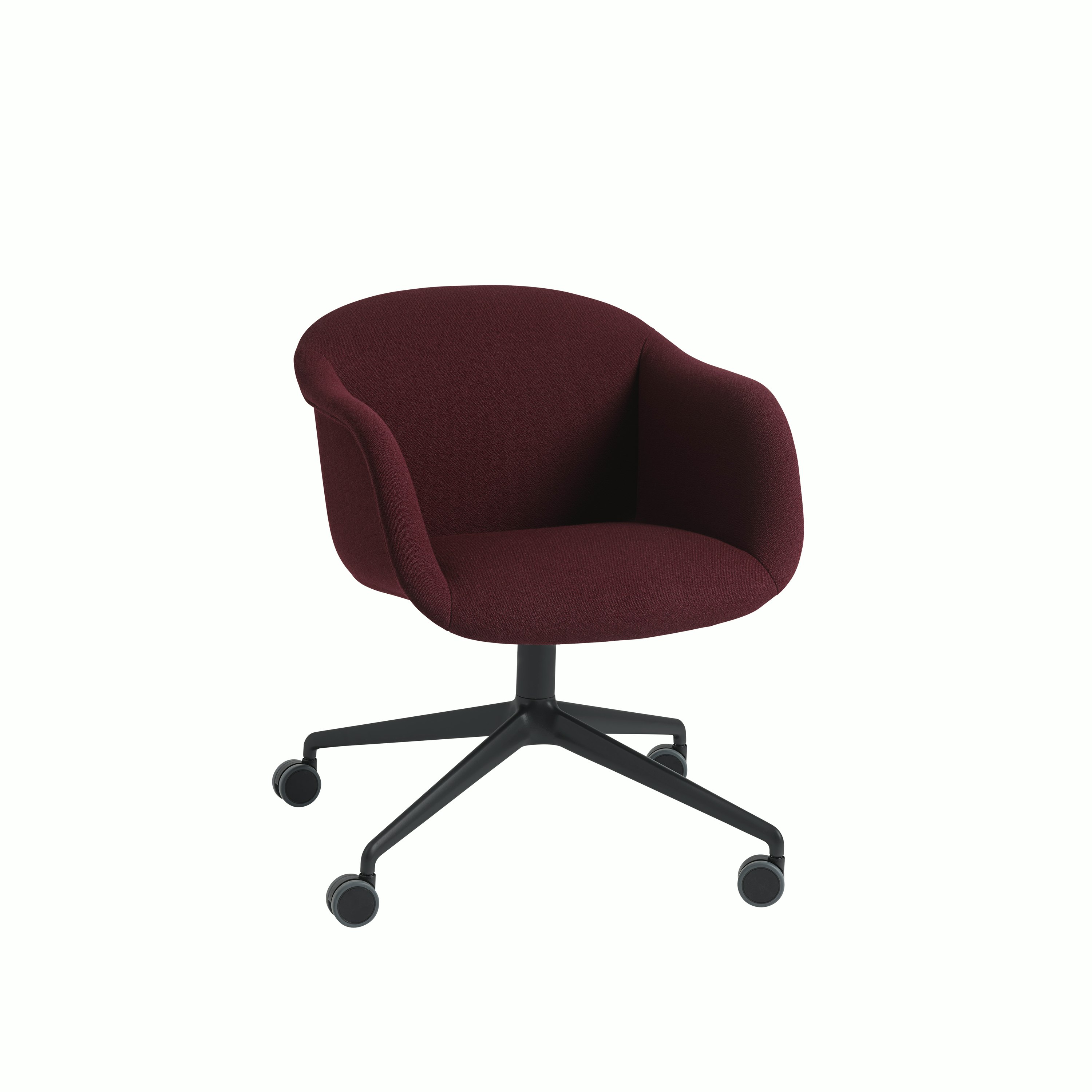 Fiber soft armchair swivel castor vidar black