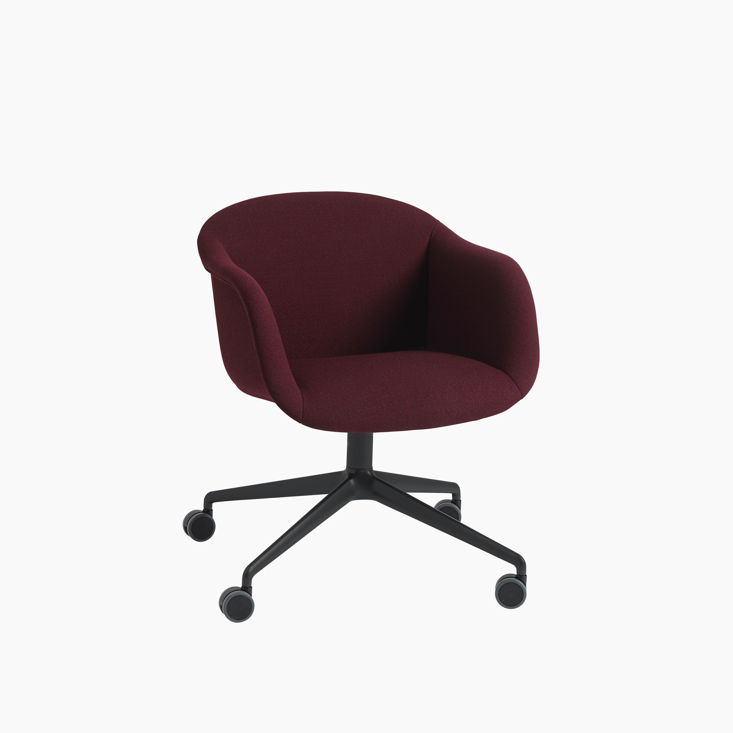Fiber soft armchair swivel castor vidar black