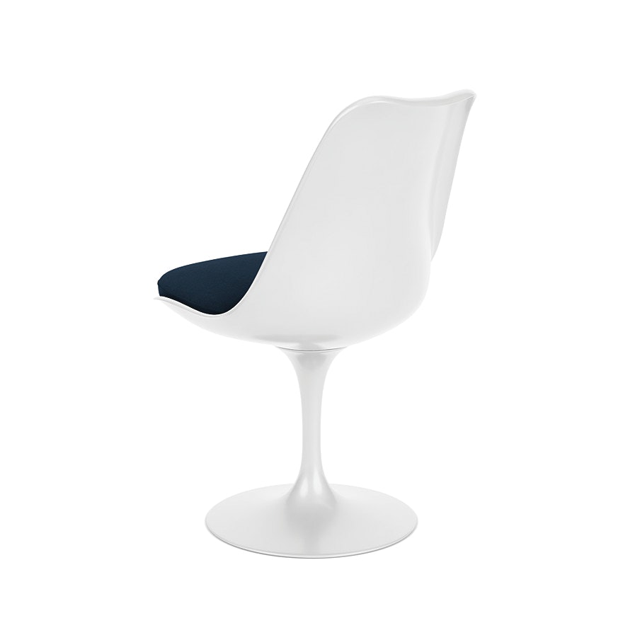 Saarinen Tulip Side Chair - Side Chair, Seat Cushion, Fixed, Ultrasuede, Midnight, White
