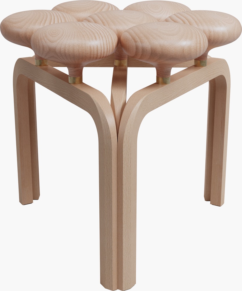Utzon Stool - Oiled Solid Wood / Beech,  White