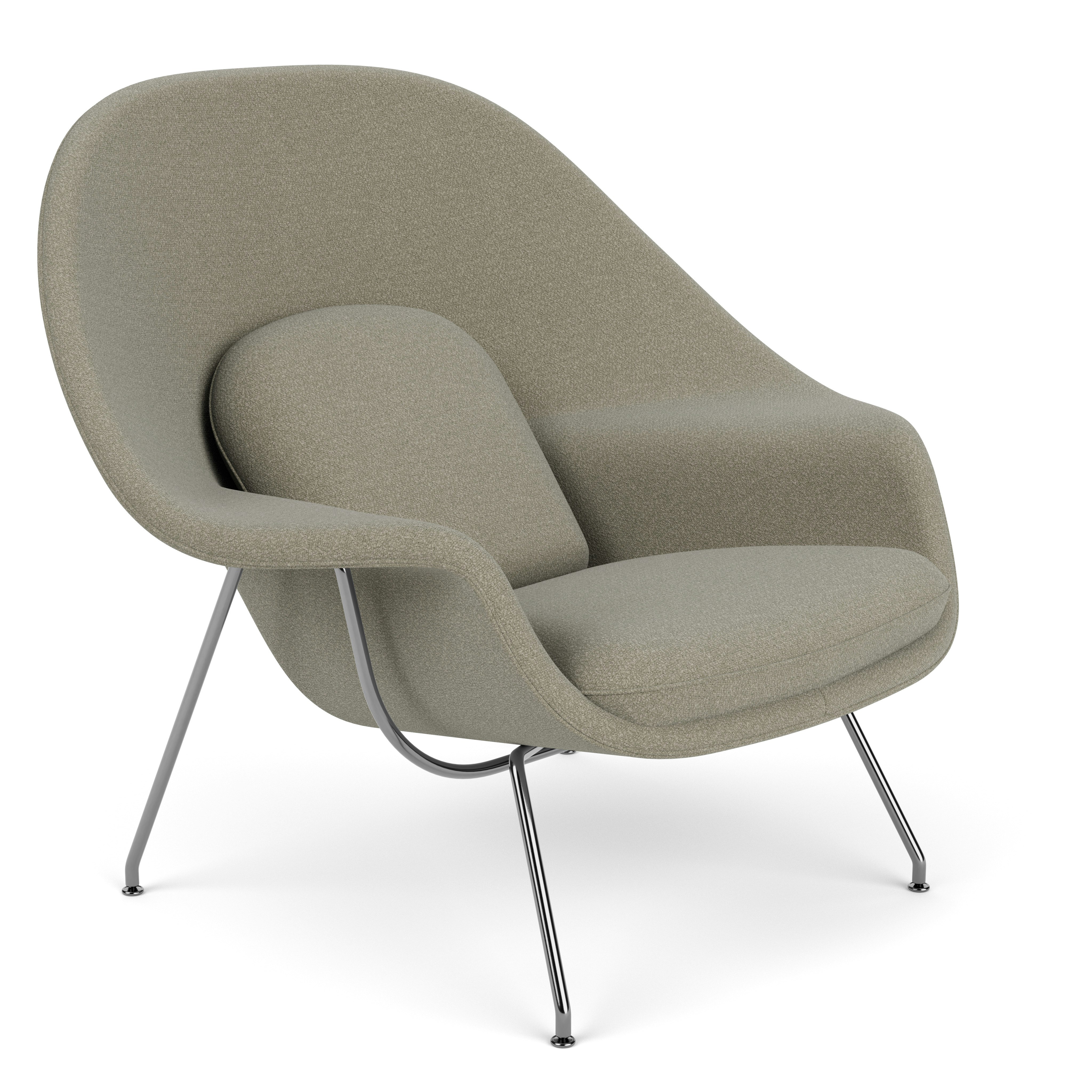 Womb Chair - Medium,  Classic Boucle,  Transit,  Polished Chrome