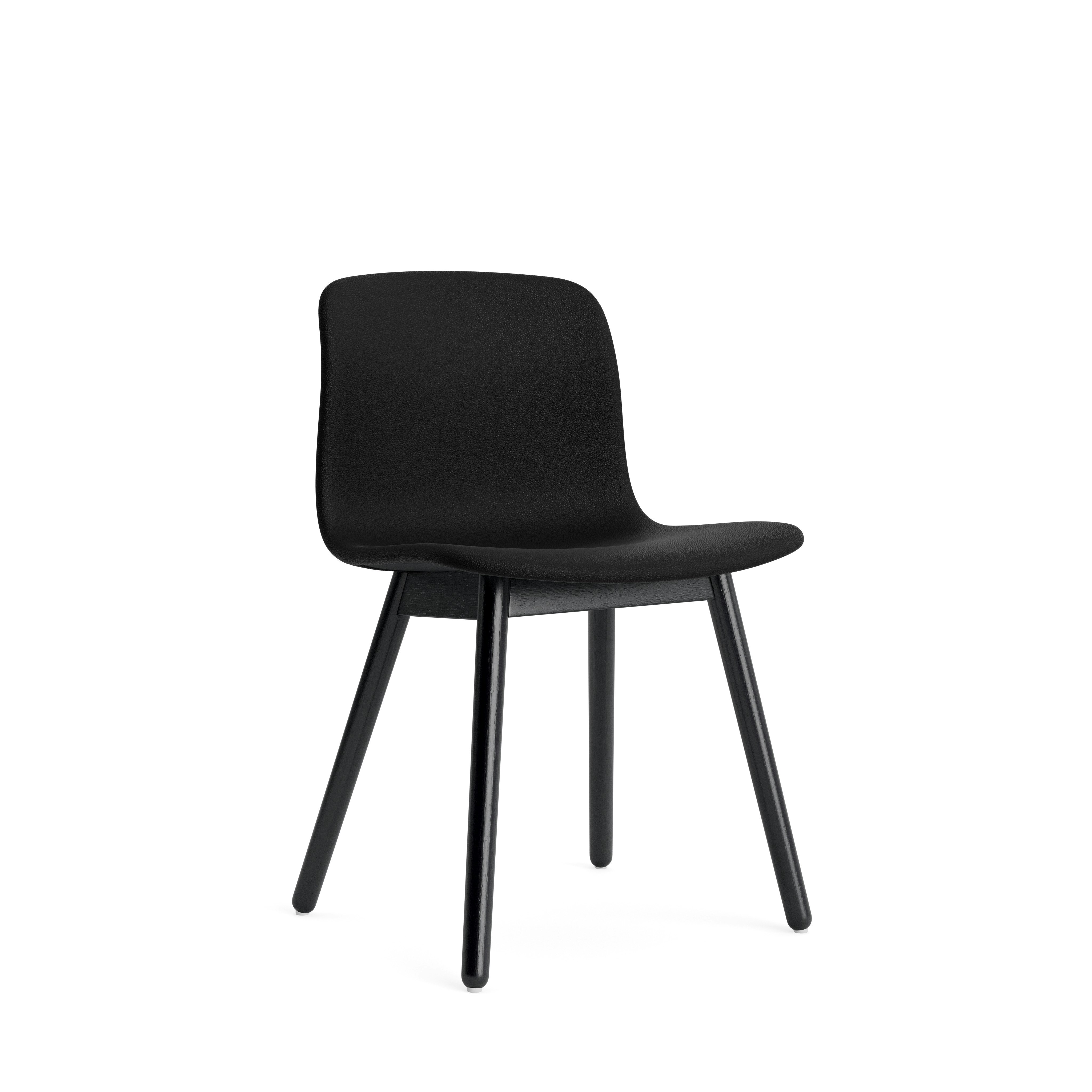 AAC 13 Side Chair - Side Chair, Prone Leather, Obsidian, Black Stained Oak