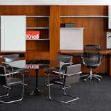 Reff Profiles with Saarinen and Brno Chairs neocon showrom 2017 saarinen dining table generation by knoll reff height adjustable tables brno chair tubular sparrow core planning
