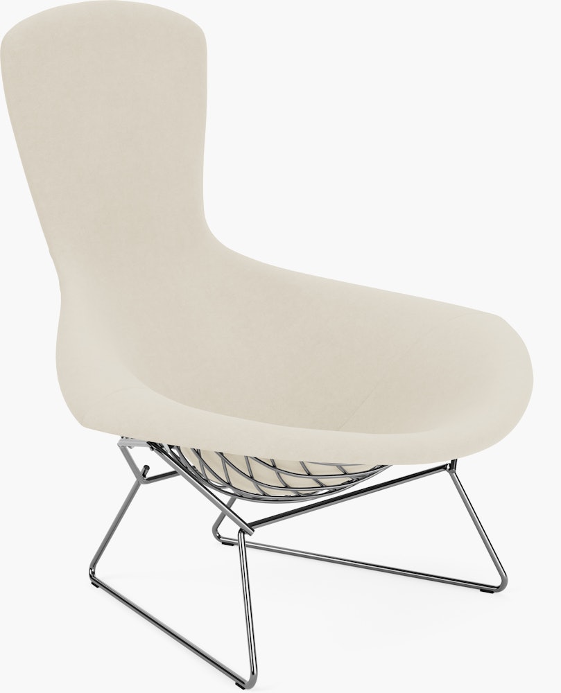 Bertoia Bird Lounge Chair, Polished Chrome, Full Cover, Ultrasuede, Cement