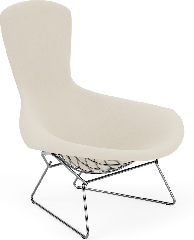 Bertoia Bird Lounge Chair, Polished Chrome, Full Cover, Ultrasuede, Cement