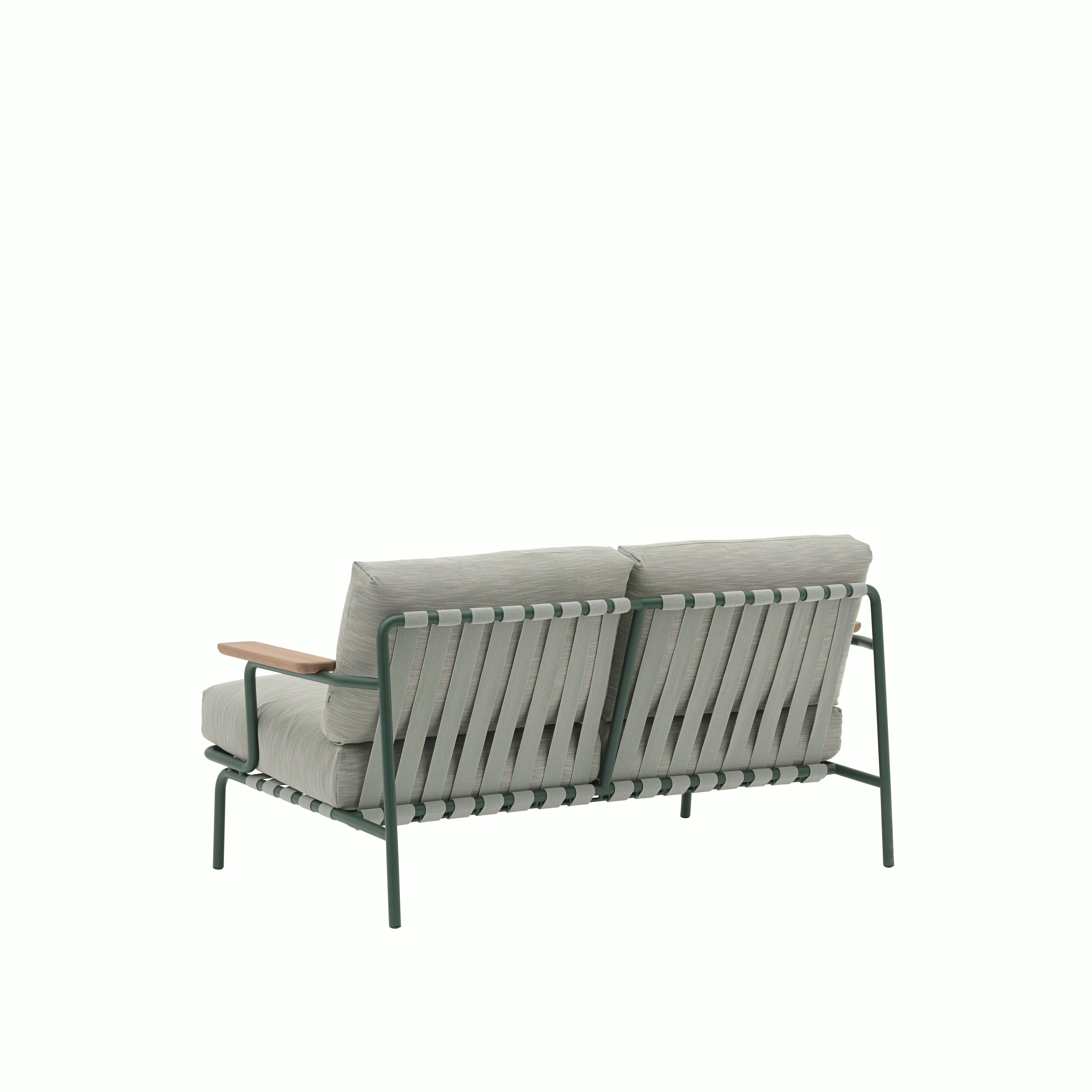 Settle Outdoor Sofa - Two Seater, Dark Green, Ribbed Weave, Thistle