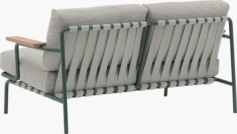 Settle Outdoor Sofa - Two Seater, Dark Green, Ribbed Weave, Thistle