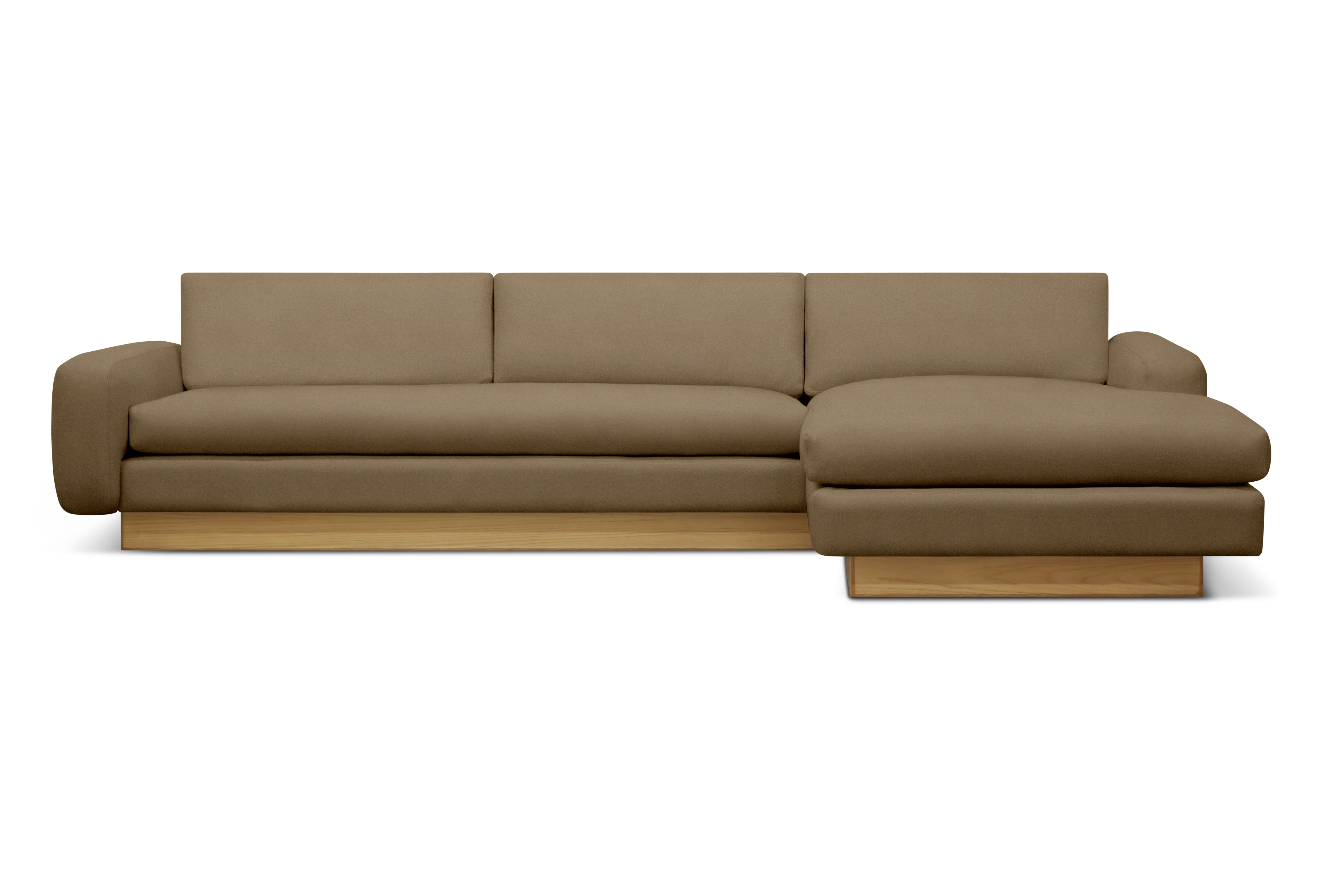 Mesa Sectional with Chaise - Right,  Marquis Velvet,  Cocoa,  Oak