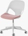 White task chair with pink seat pad