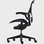 Black matte Aeron Chair on a white background with a 5-star base and ergonomic back support, viewed from the side.