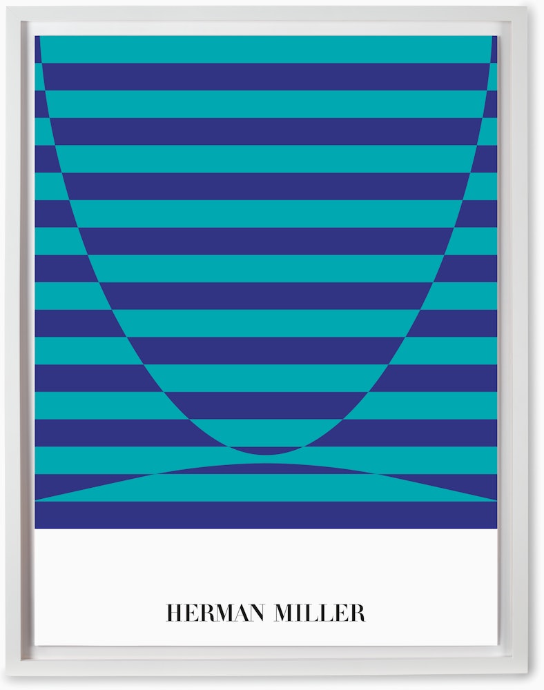Herman Miller Brochure Covers Poster By Tomoko Miho - Framed,  White,  Blue
