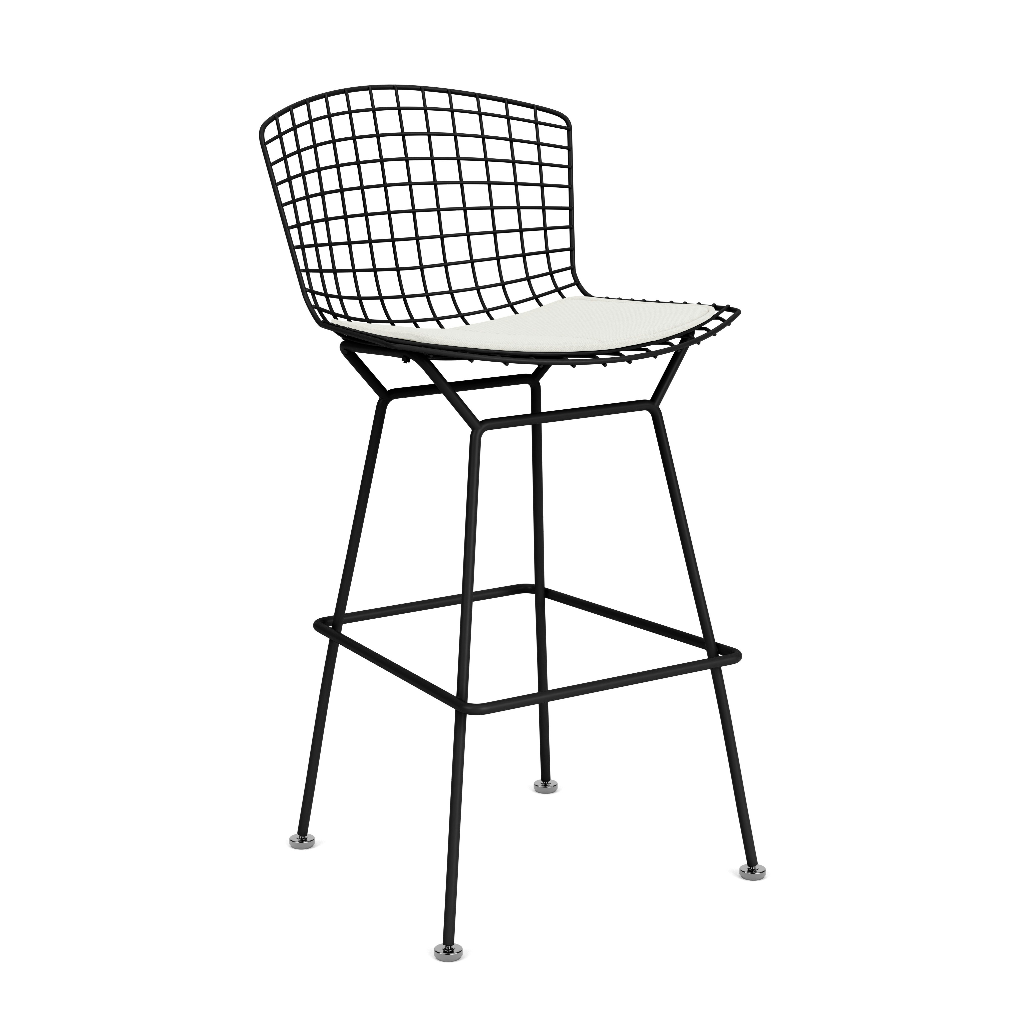 Bertoia Stool - Bar Height, With Seat Pad, Black, Hourglass, Air
