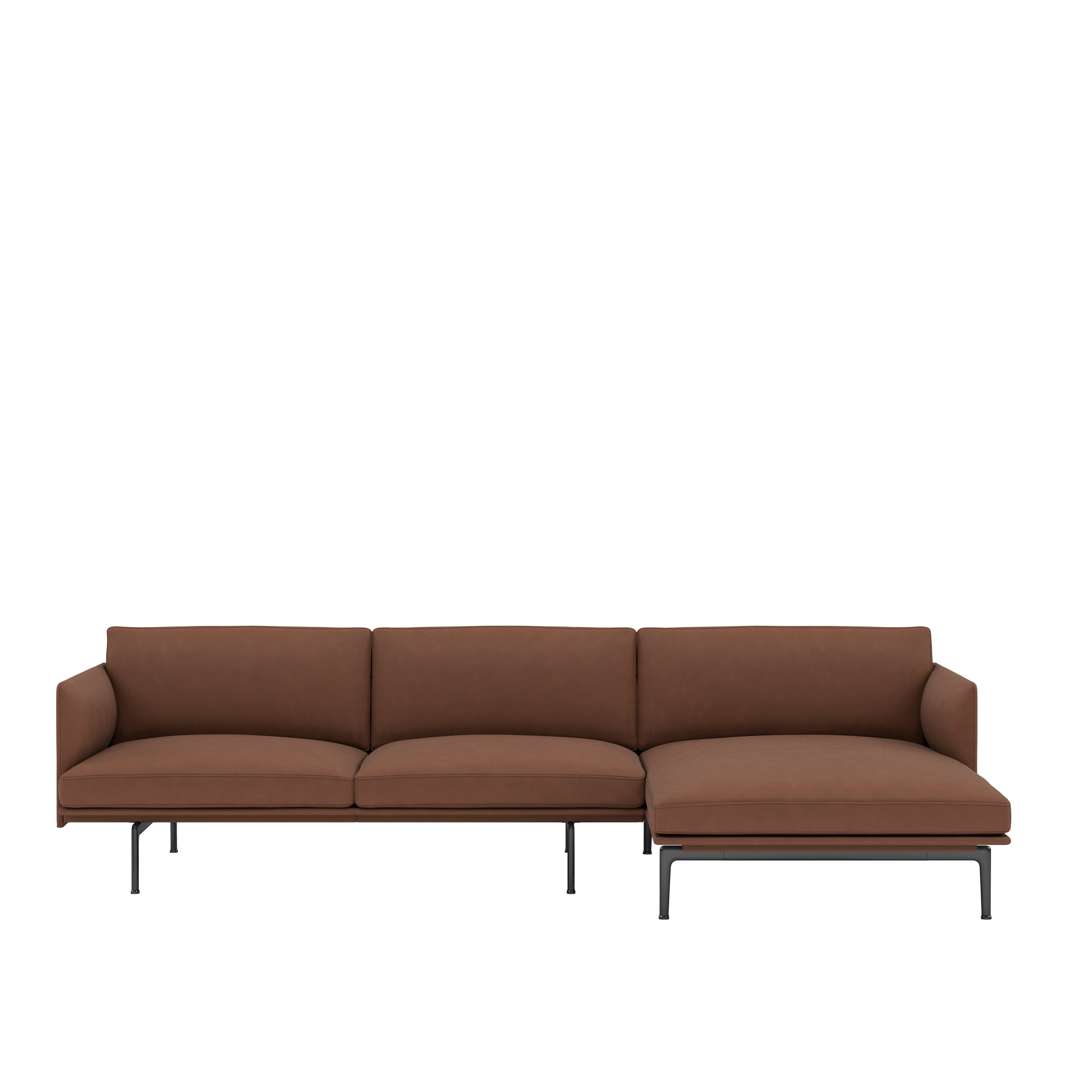 Outline Chaise Lounge,  Right\BASE: Black\LEATHER: Allure Leather (T)\COL: Cedar