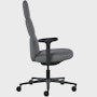 Side view of a high-back Asari chair by Herman Miller in dark grey with height adjustable arms.