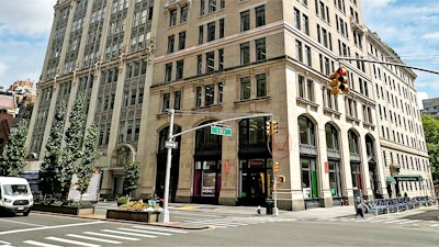 An exterior view of the MillerKnoll NYC Flagship at 251 Park Avenue South in New York City