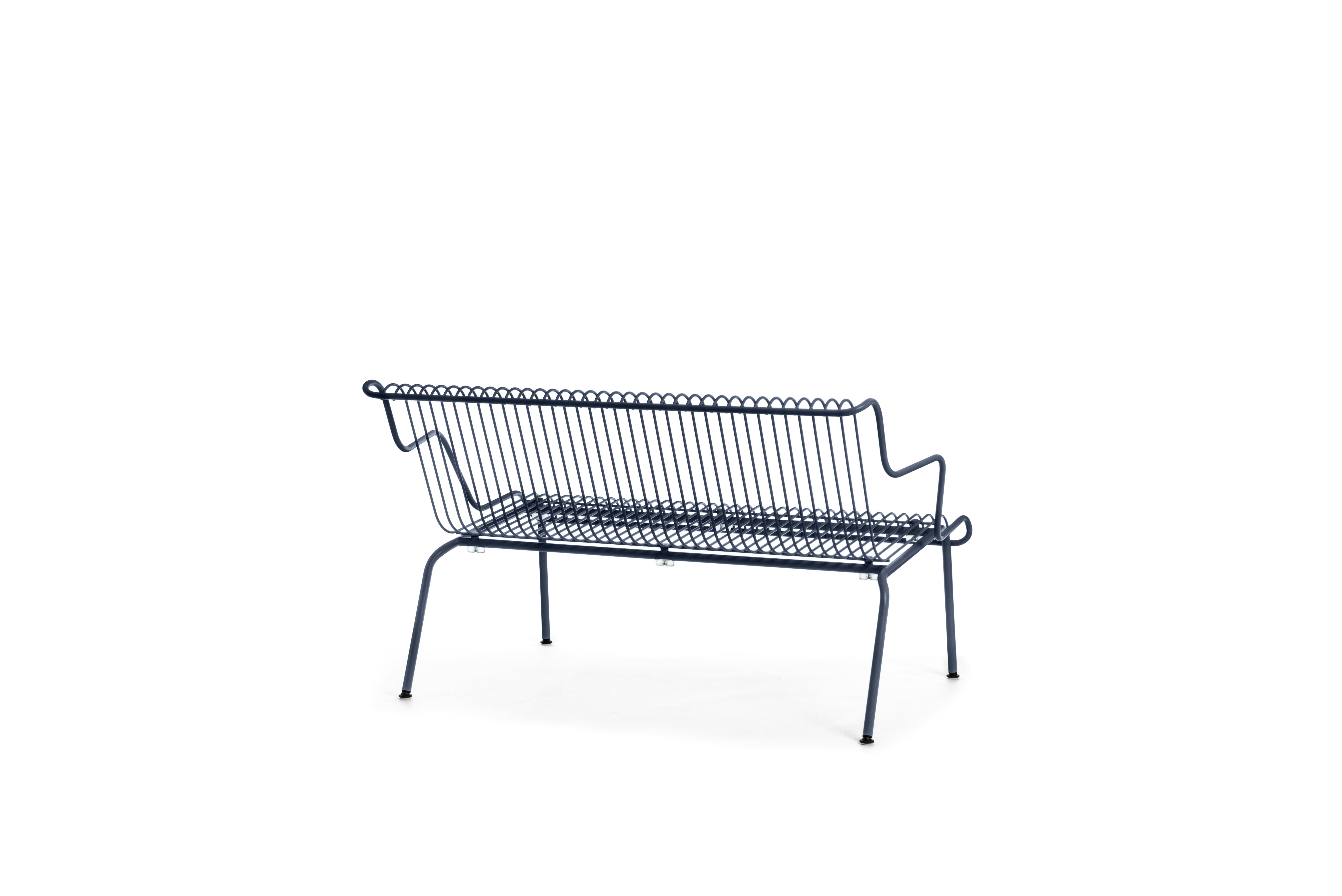 South Outdoor Lounge Bench with Arms - Night Blue