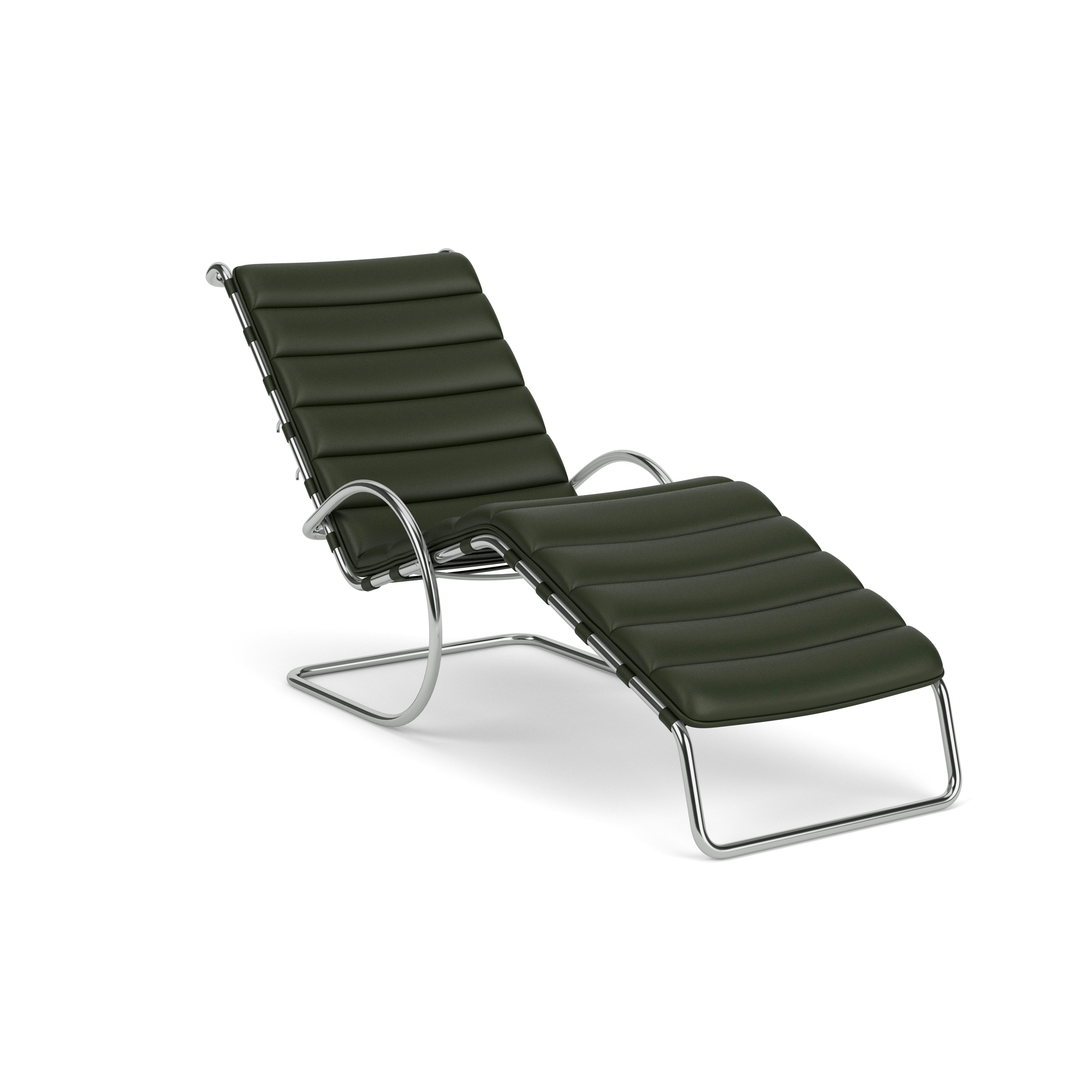 MR Adjustable Chaise - Volo Leather, Arbor Shade, Polished Chrome