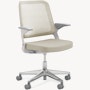 Ollo Chair - Arms, Husk, Husk, Light Grey, Polished Aluminum, Soft Casters